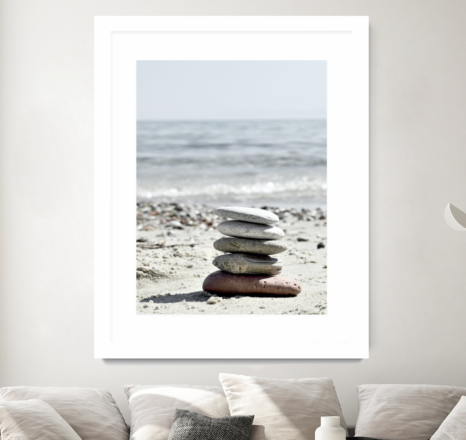 Pebble Balance On The Beach by IOANNA PAPANIKOLAOU on GIANT ART - gray photo illustration