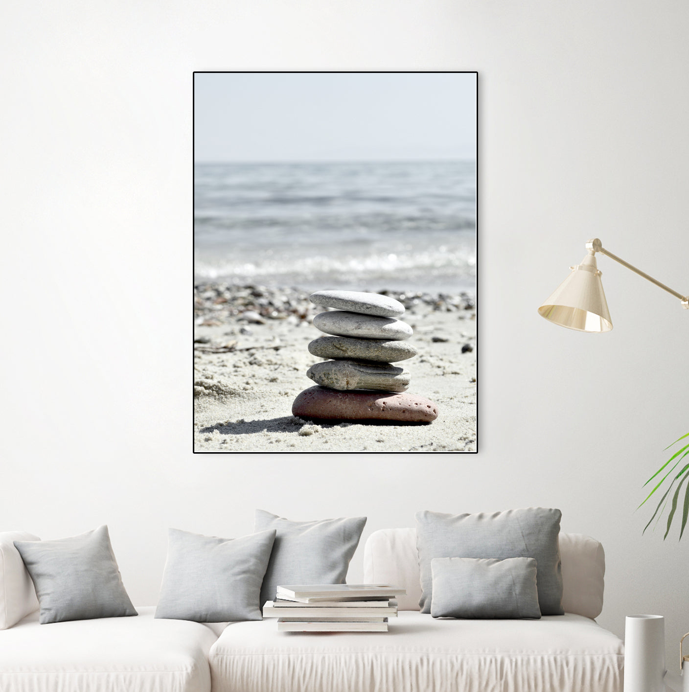 Pebble Balance On The Beach by IOANNA PAPANIKOLAOU on GIANT ART - gray photo illustration