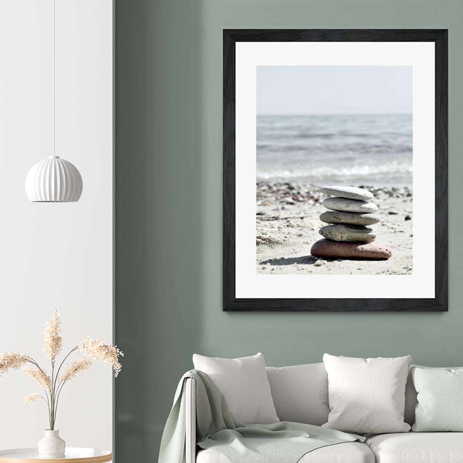 Pebble Balance On The Beach by IOANNA PAPANIKOLAOU on GIANT ART - gray photo illustration