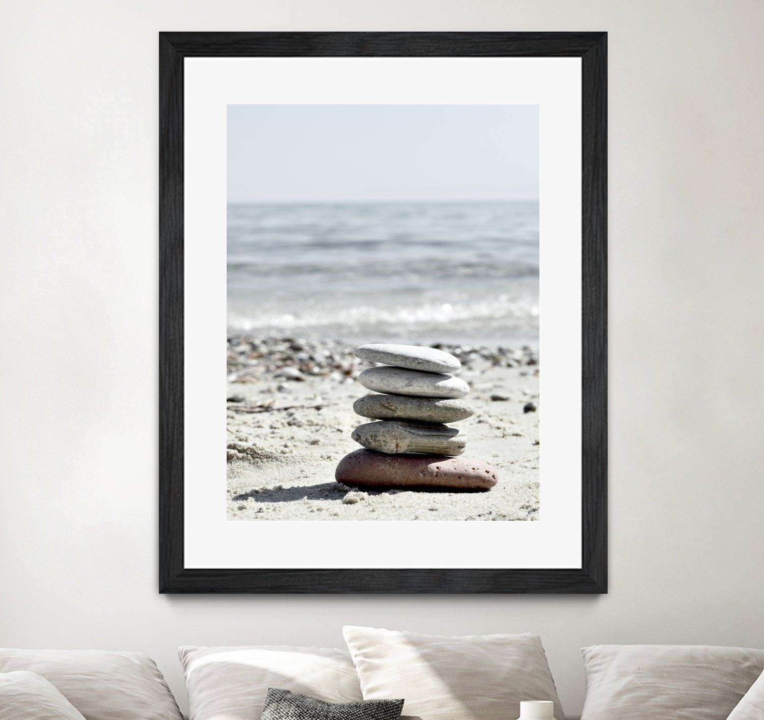 Pebble Balance On The Beach by IOANNA PAPANIKOLAOU on GIANT ART - gray photo illustration