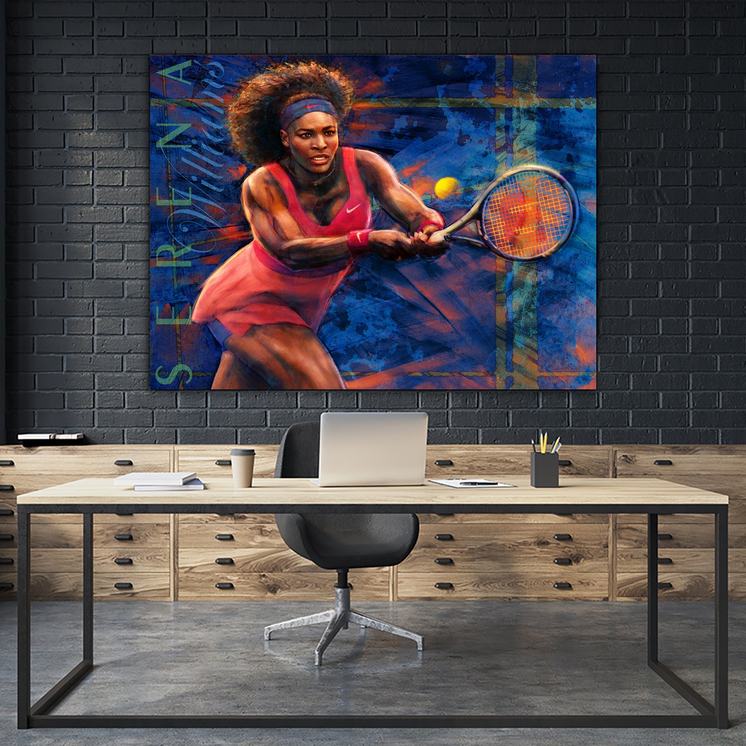 Serena Williams by Allan Burch on GIANT ART - blue digital painting