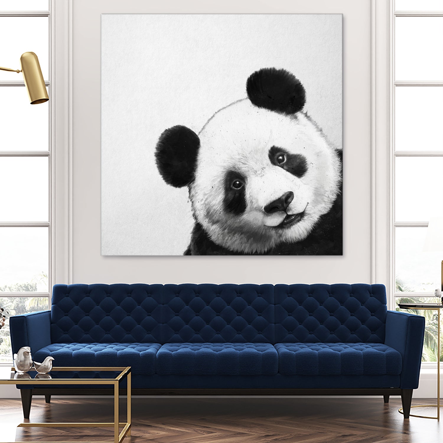 Peekaboo Panda by Laura Graves on GIANT ART - black digital painting