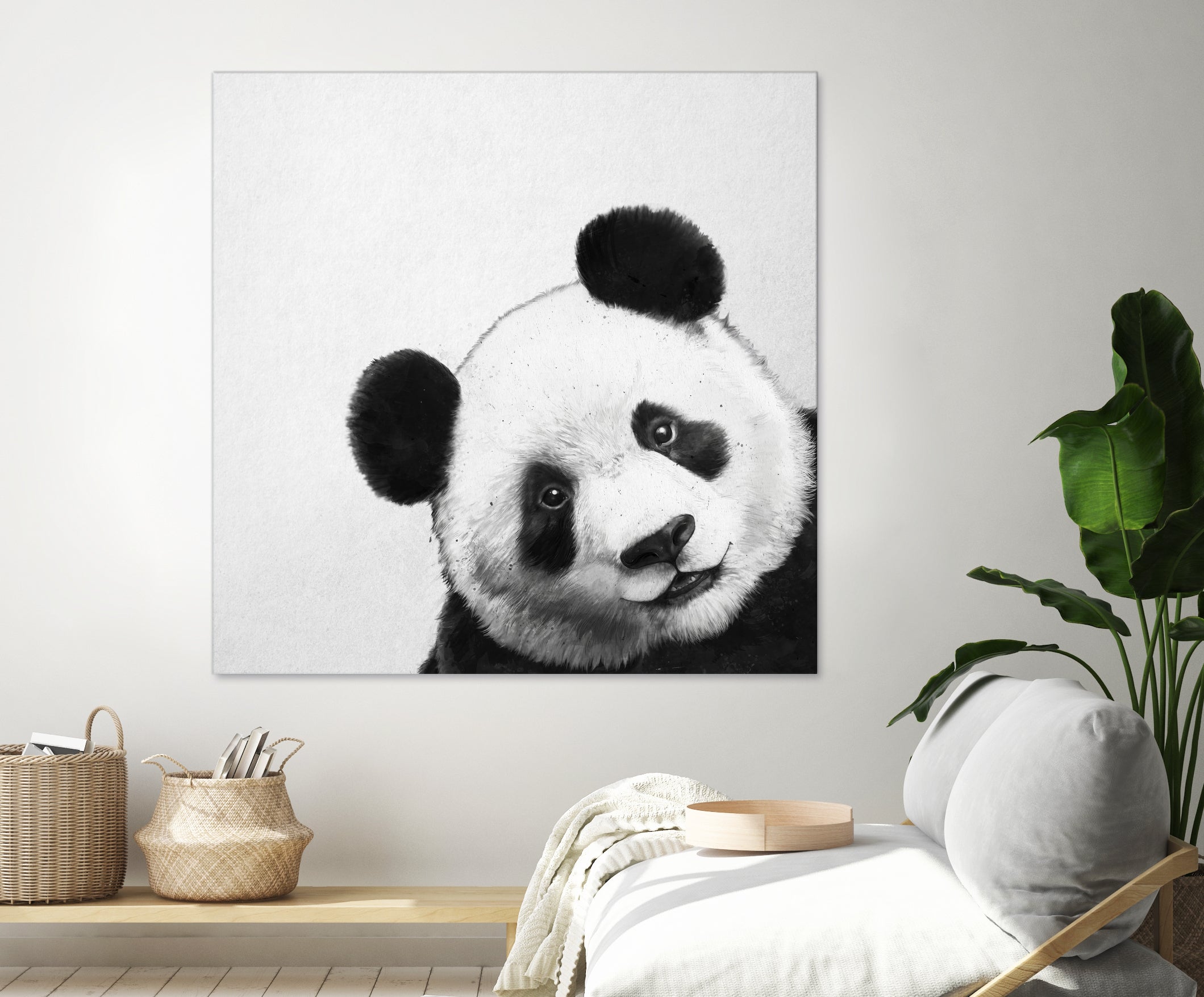 Peekaboo Panda by Laura Graves on GIANT ART - black digital painting