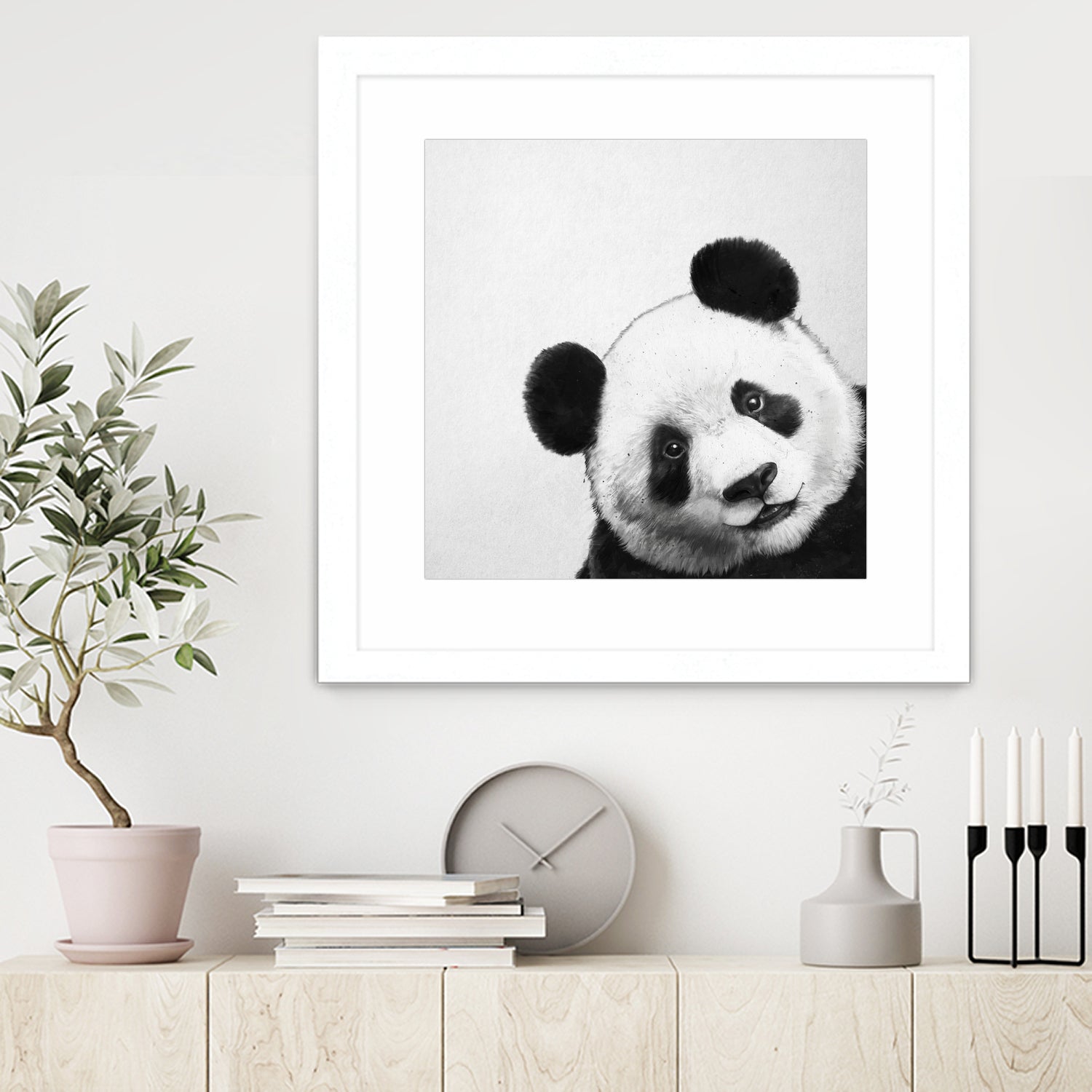 Peekaboo Panda by Laura Graves on GIANT ART - black digital painting