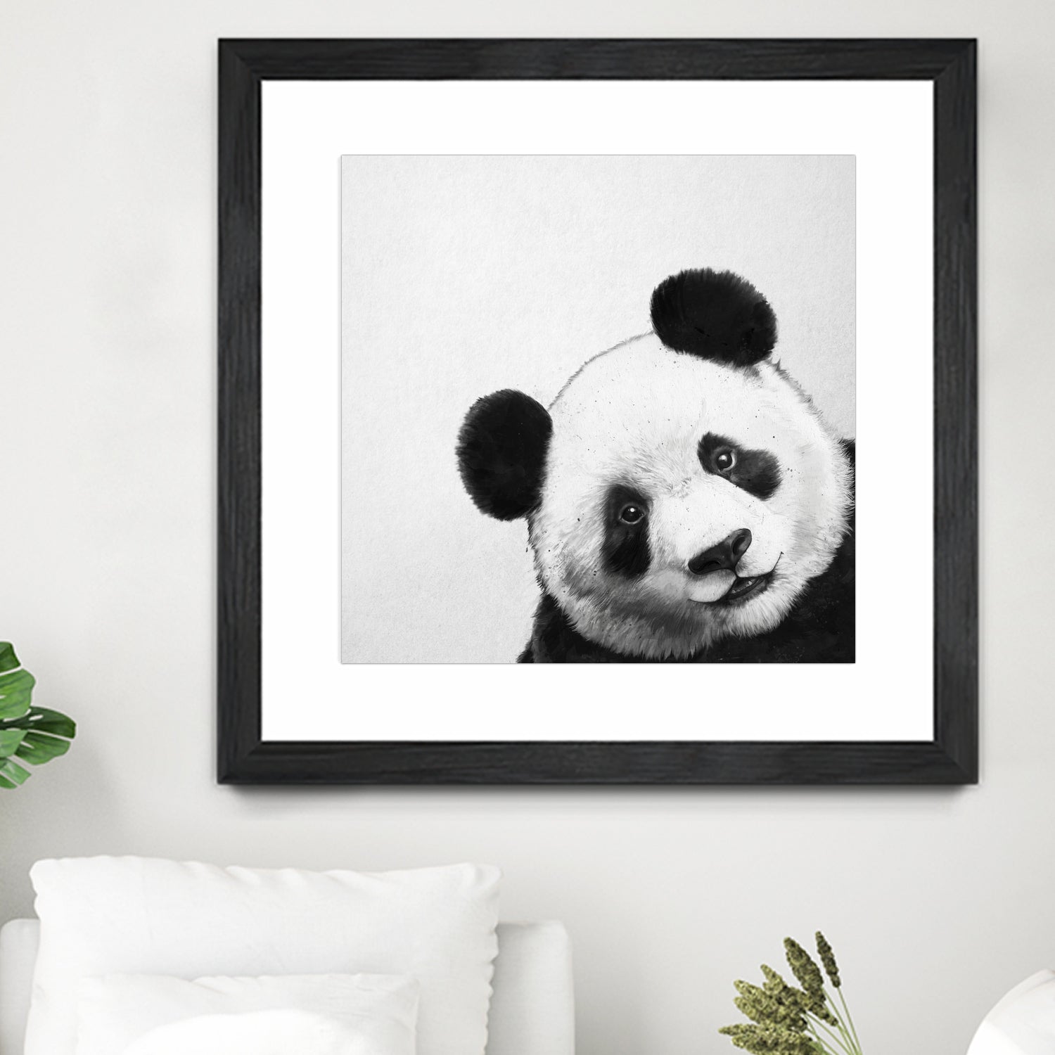 Peekaboo Panda by Laura Graves on GIANT ART - black digital painting