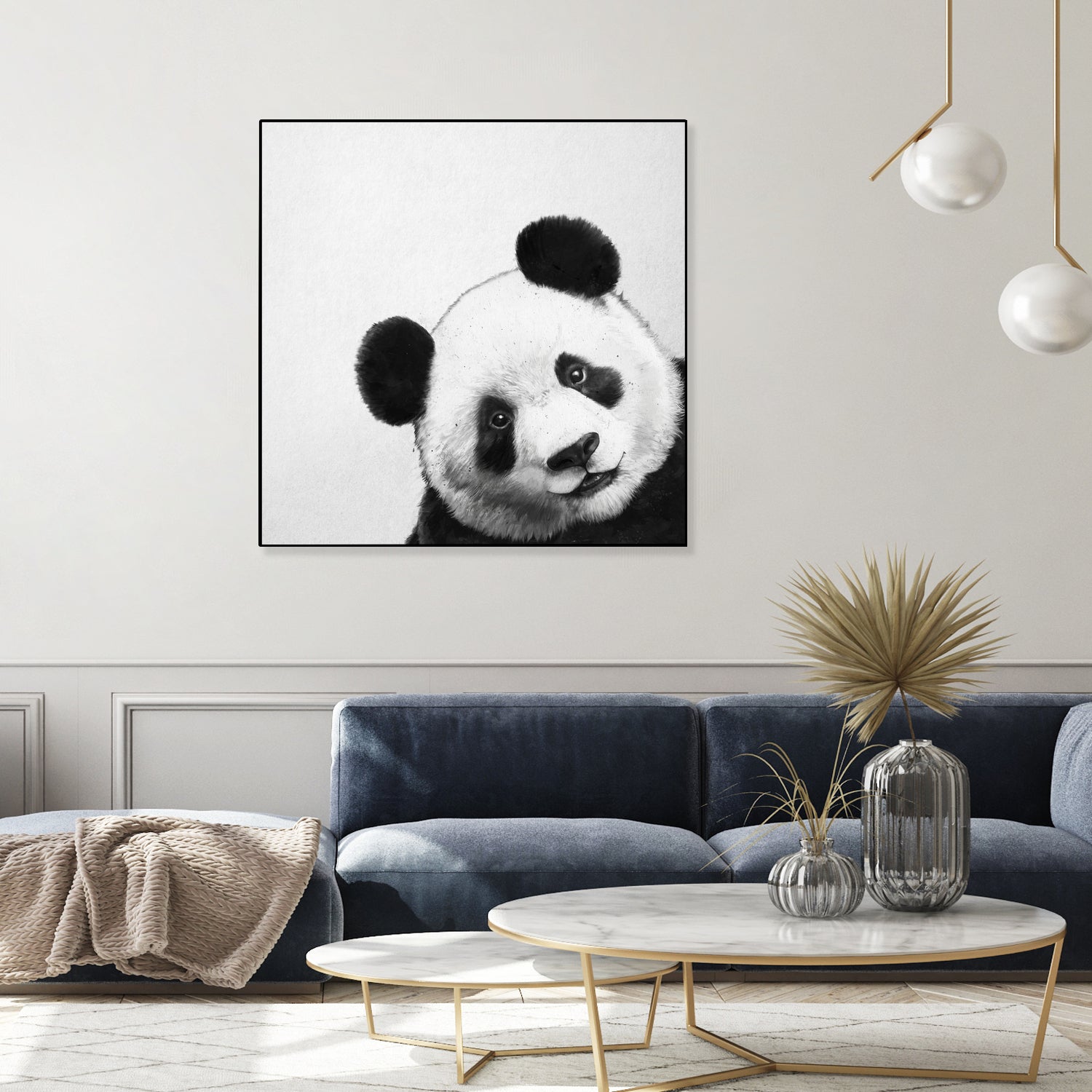 Peekaboo Panda by Laura Graves on GIANT ART - black digital painting