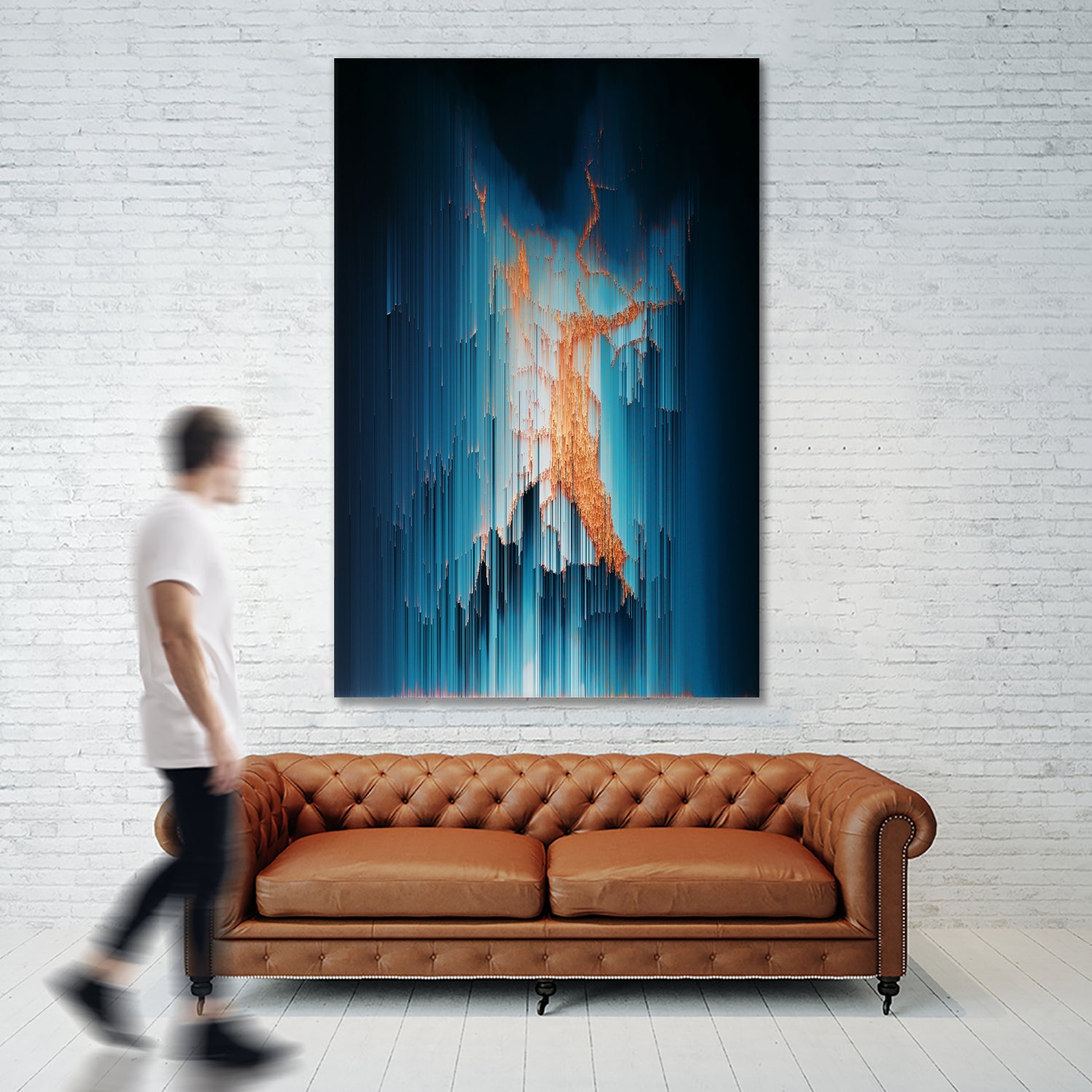 Glitch in the Dark - Abstract Pixel Art by Jennifer Walsh on GIANT ART - blue vector illustration