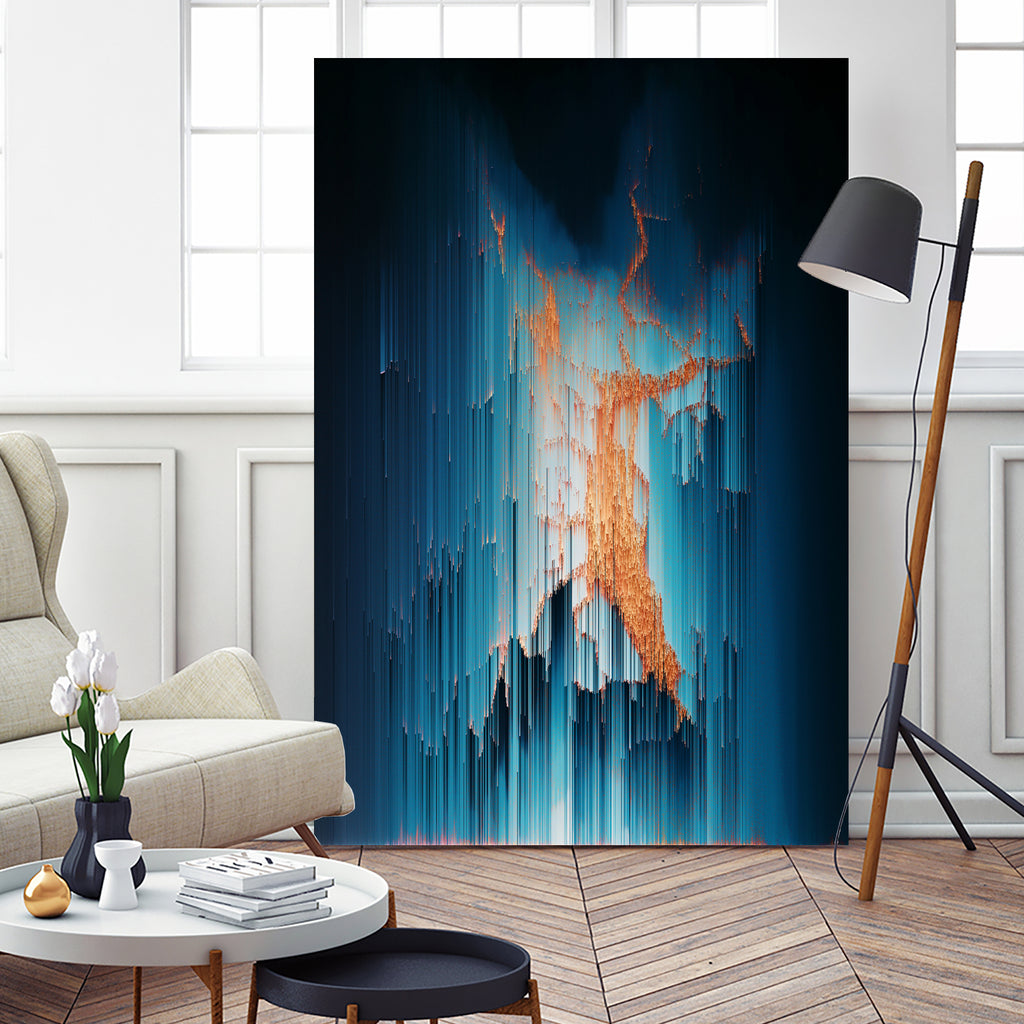 Glitch in the Dark - Abstract Pixel Art by Jennifer Walsh on GIANT ART - blue vector illustration