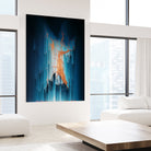 Glitch in the Dark - Abstract Pixel Art by Jennifer Walsh on GIANT ART - blue vector illustration