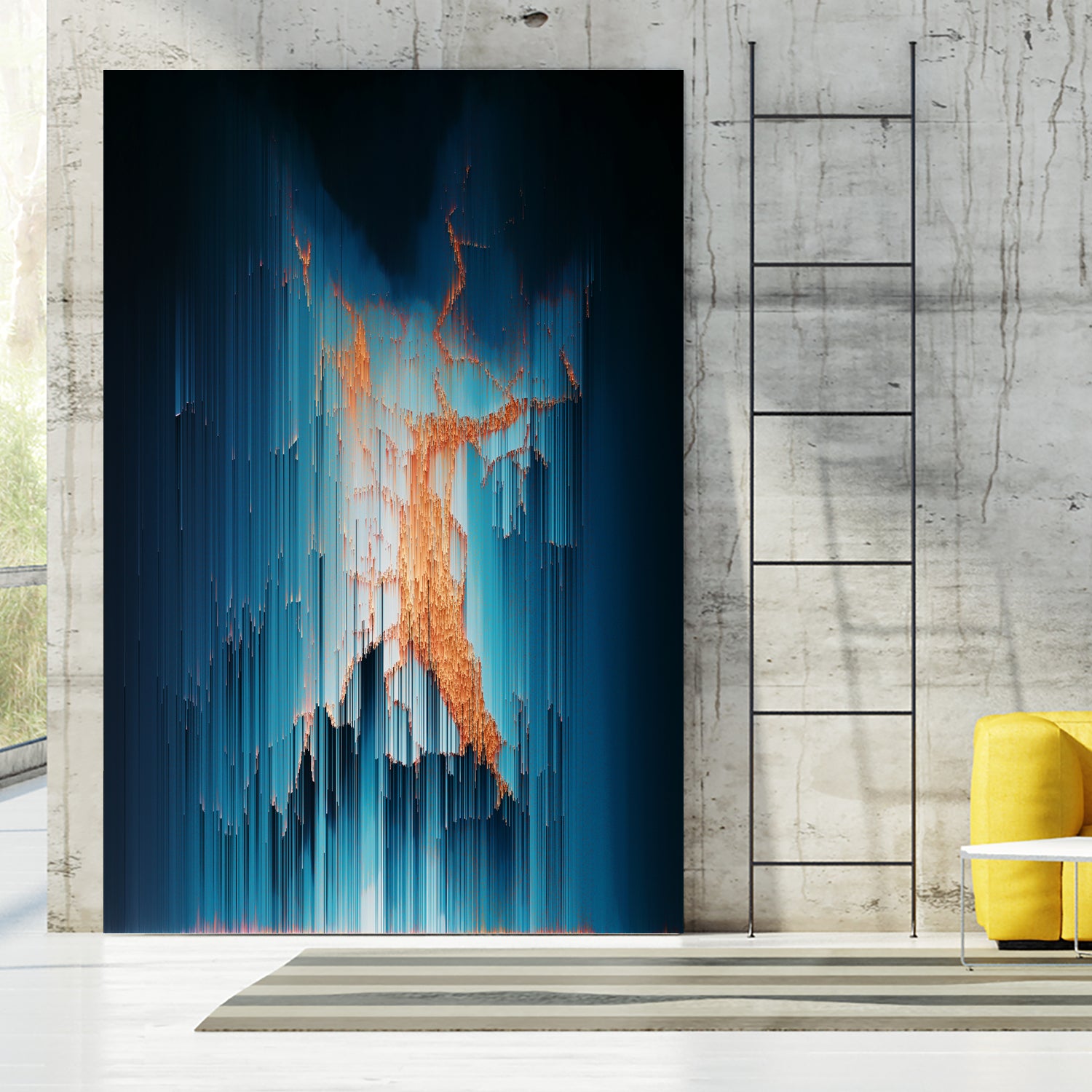 Glitch in the Dark - Abstract Pixel Art by Jennifer Walsh on GIANT ART - blue vector illustration