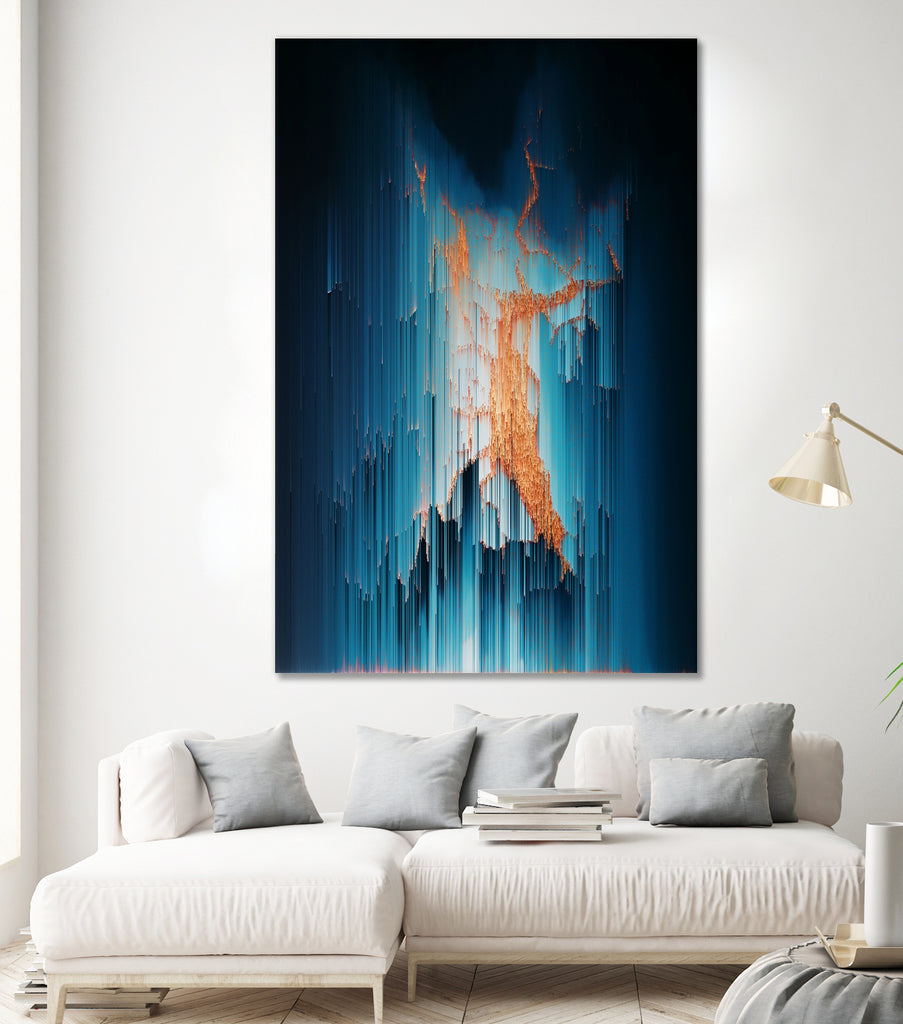 Glitch in the Dark - Abstract Pixel Art by Jennifer Walsh on GIANT ART - blue vector illustration