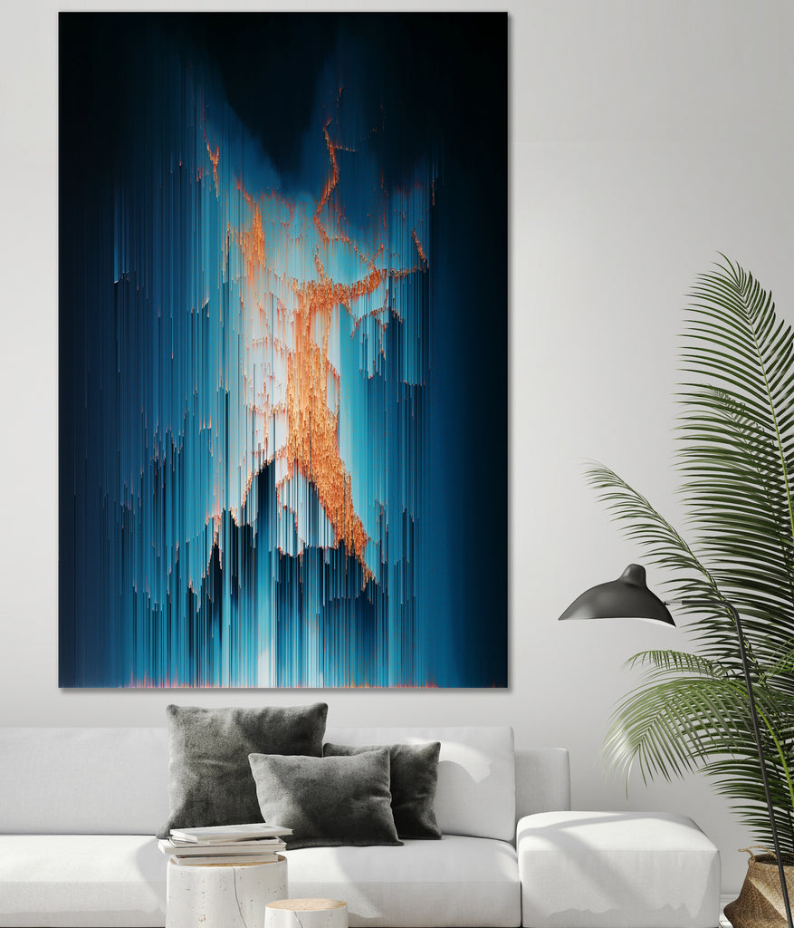 Glitch in the Dark - Abstract Pixel Art by Jennifer Walsh on GIANT ART - blue vector illustration