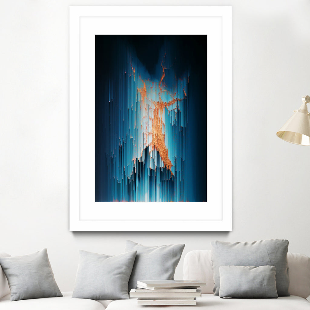 Glitch in the Dark - Abstract Pixel Art by Jennifer Walsh on GIANT ART - blue vector illustration