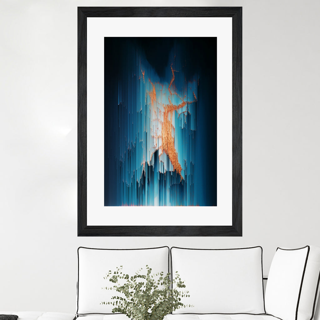 Glitch in the Dark - Abstract Pixel Art by Jennifer Walsh on GIANT ART - blue vector illustration