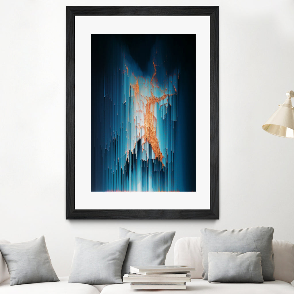 Glitch in the Dark - Abstract Pixel Art by Jennifer Walsh on GIANT ART - blue vector illustration