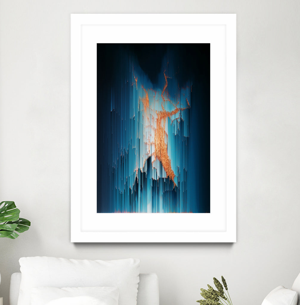 Glitch in the Dark - Abstract Pixel Art by Jennifer Walsh on GIANT ART - blue vector illustration