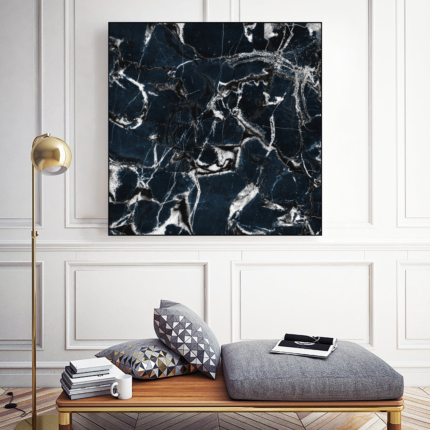 dark marble blue & black by Dirk Wüstenhagen on GIANT ART - black mixed media