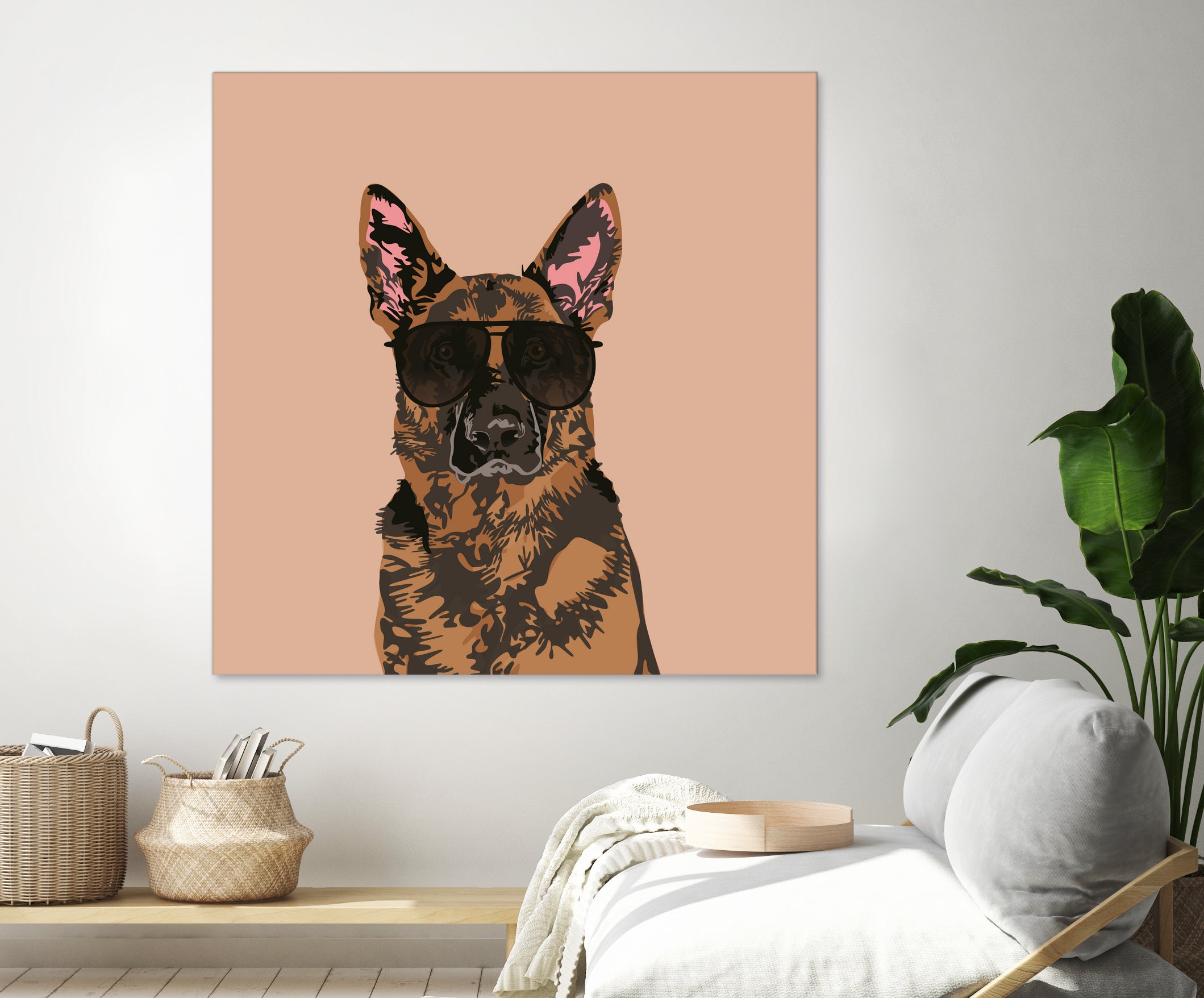 Cool German Shepherd for German Shepherd Lovers by Haidi Shabrina on GIANT ART - pink vector illustration