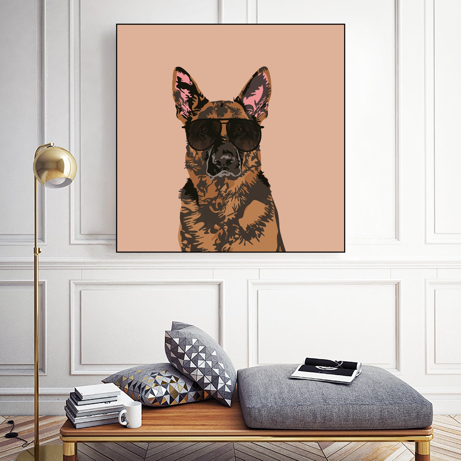 Cool German Shepherd for German Shepherd Lovers by Haidi Shabrina on GIANT ART - pink vector illustration