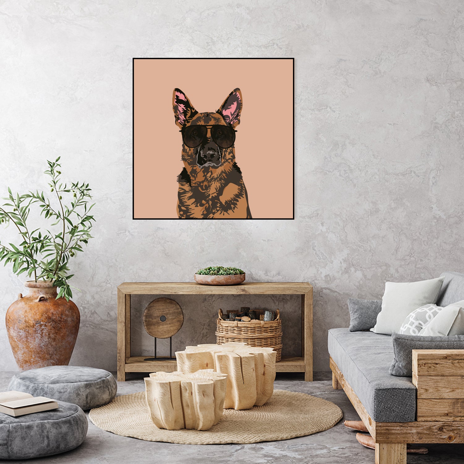 Cool German Shepherd for German Shepherd Lovers by Haidi Shabrina on GIANT ART - pink vector illustration