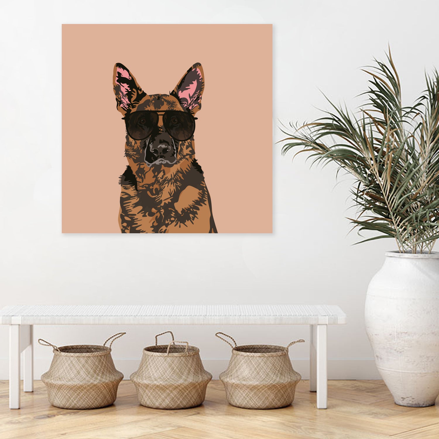 Cool German Shepherd for German Shepherd Lovers by Haidi Shabrina on GIANT ART - pink vector illustration