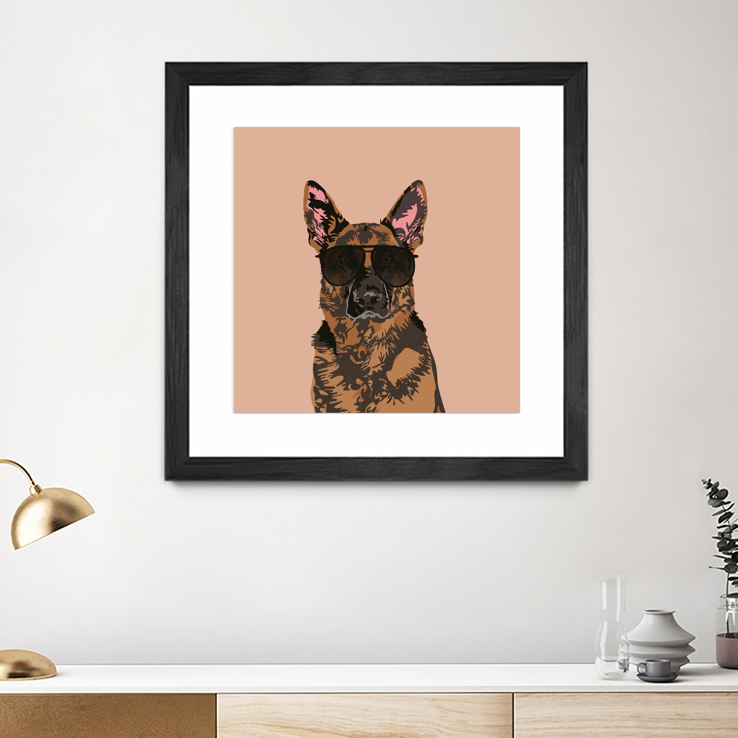 Cool German Shepherd for German Shepherd Lovers by Haidi Shabrina on GIANT ART - pink vector illustration