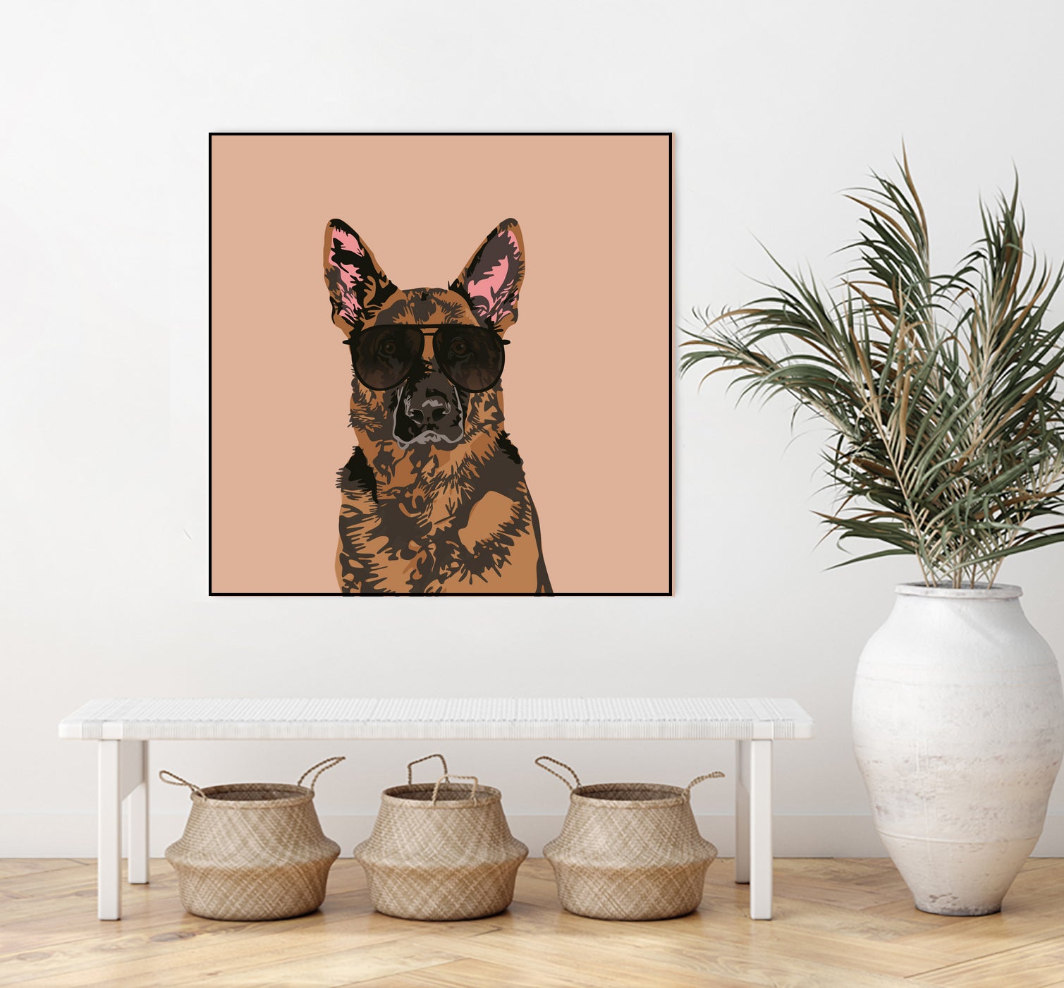 Cool German Shepherd for German Shepherd Lovers by Haidi Shabrina on GIANT ART - pink vector illustration