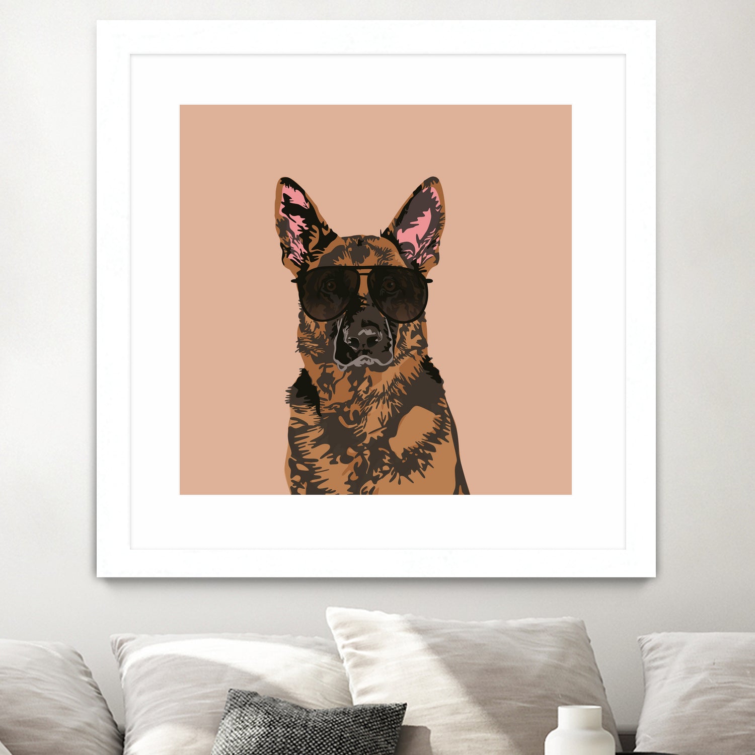 Cool German Shepherd for German Shepherd Lovers by Haidi Shabrina on GIANT ART - pink vector illustration