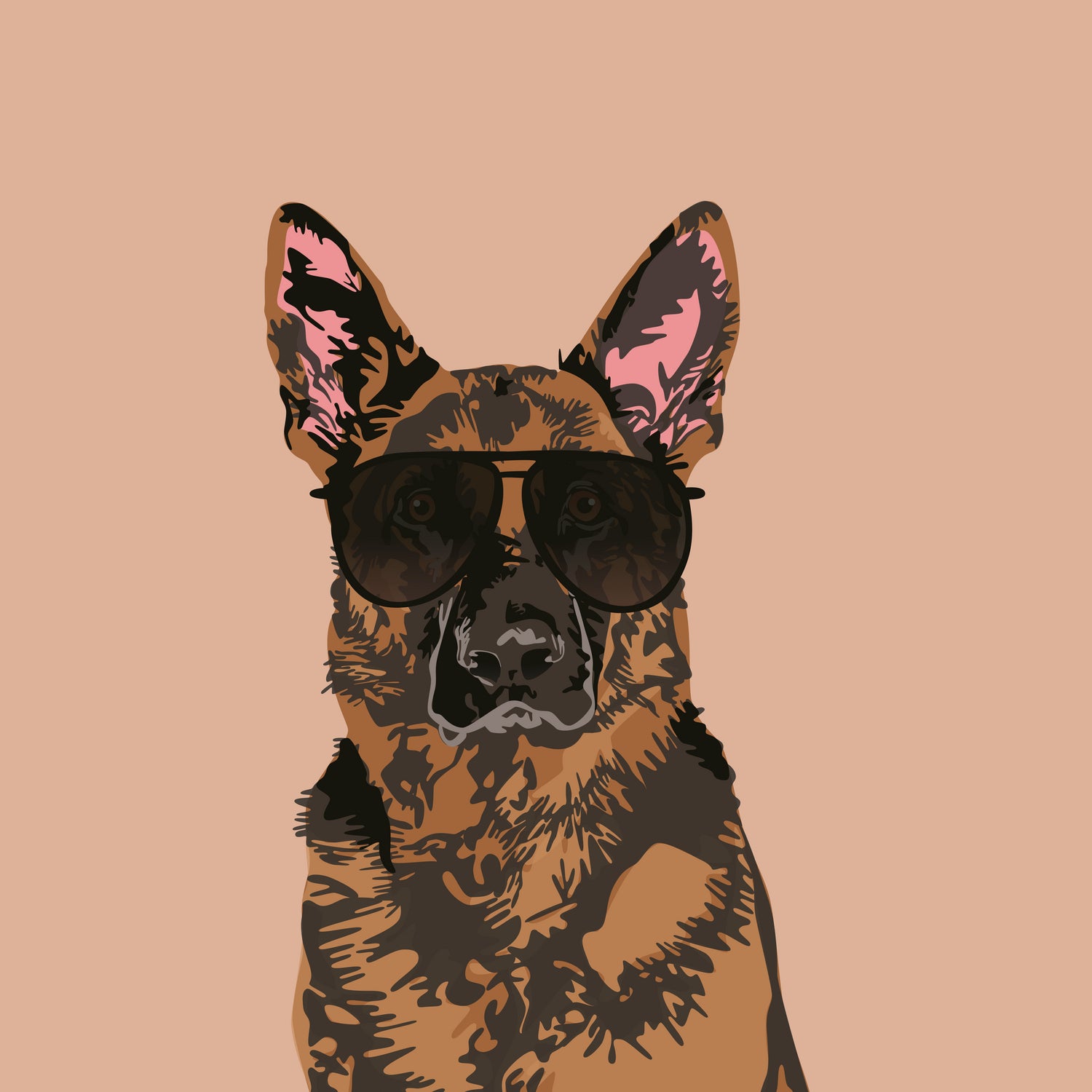 Cool German Shepherd for German Shepherd Lovers by Haidi Shabrina on GIANT ART - pink vector illustration