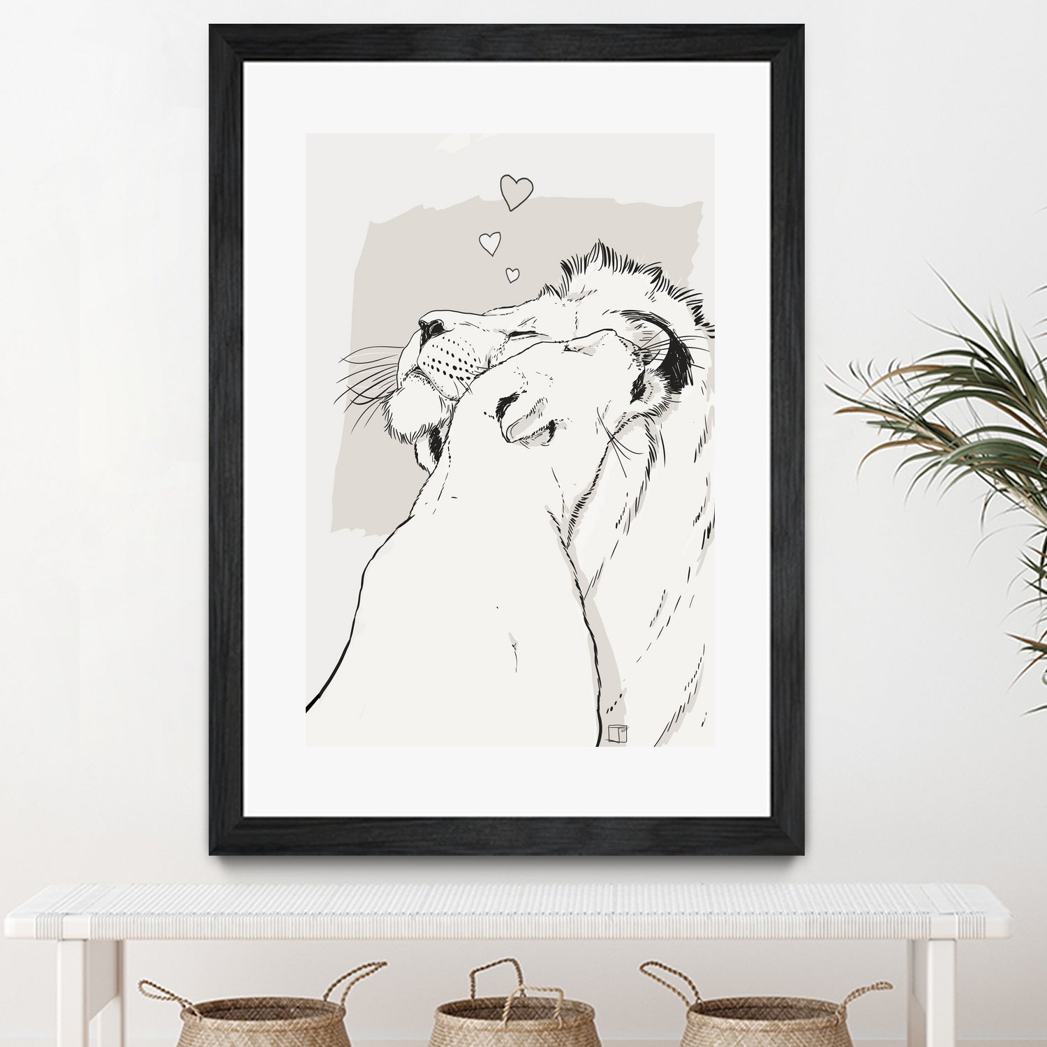 Lion love by Francois Martin Painchaud on GIANT ART - white digital painting