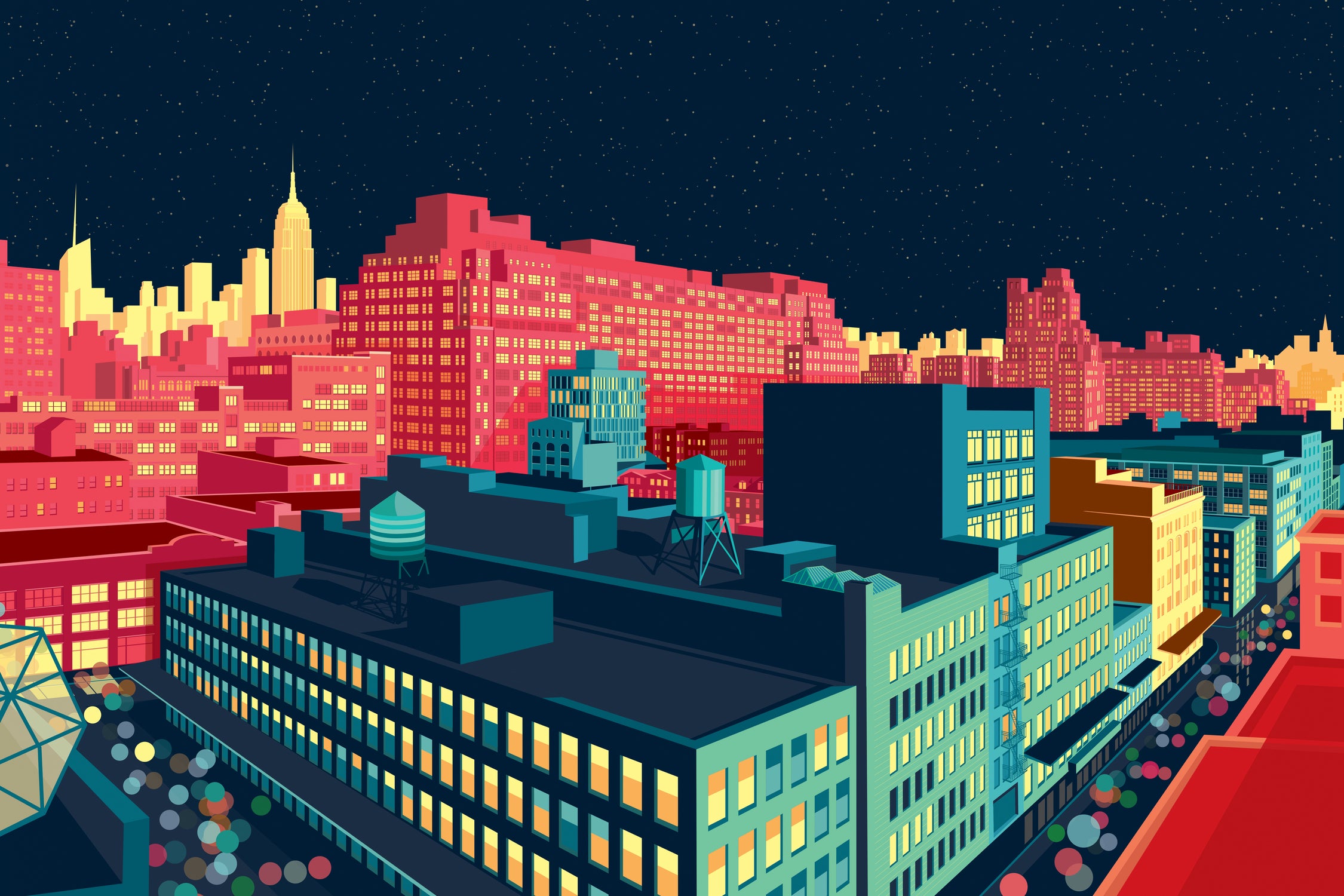 Meatpacking District by Night by Remko Heemskerk on GIANT ART - red digital painting