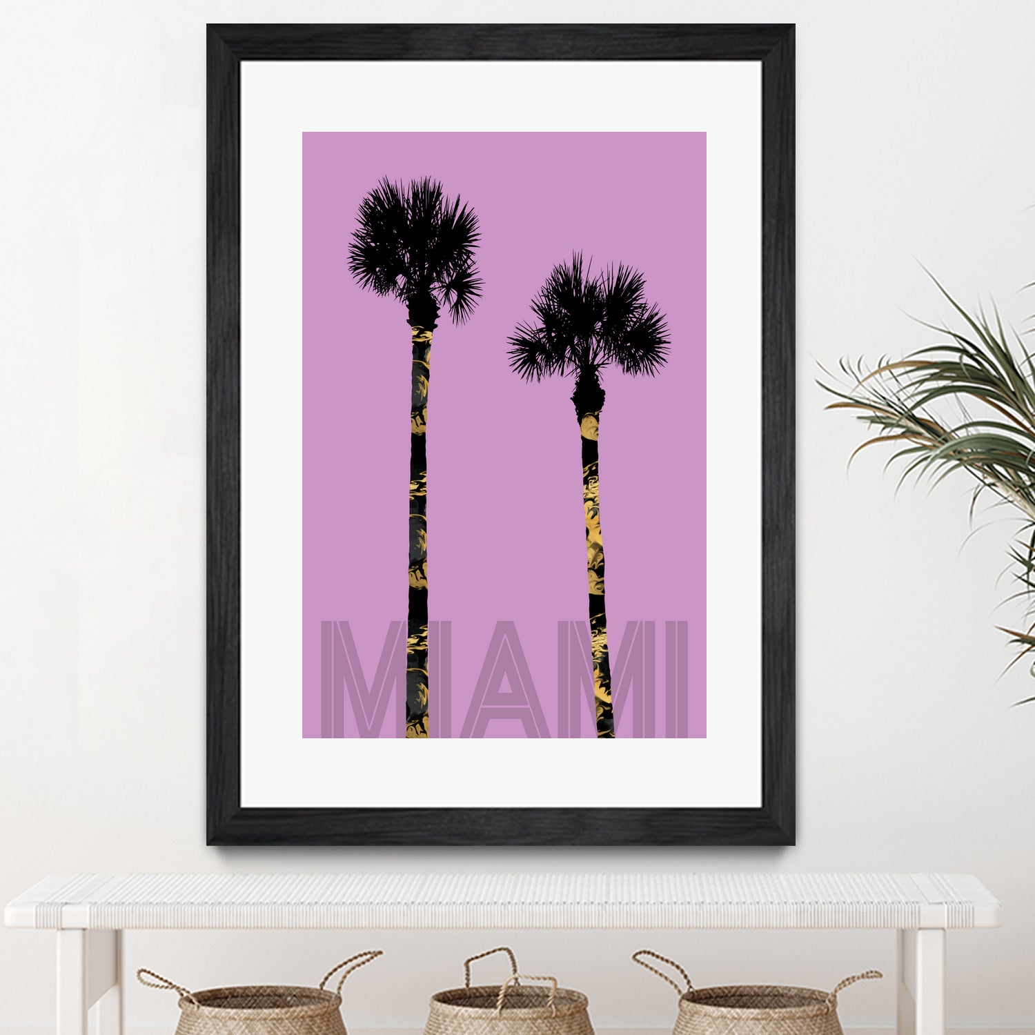 Graphic Art PALM TREES MIAMI | pink by Melanie Viola on GIANT ART - pink vector illustration