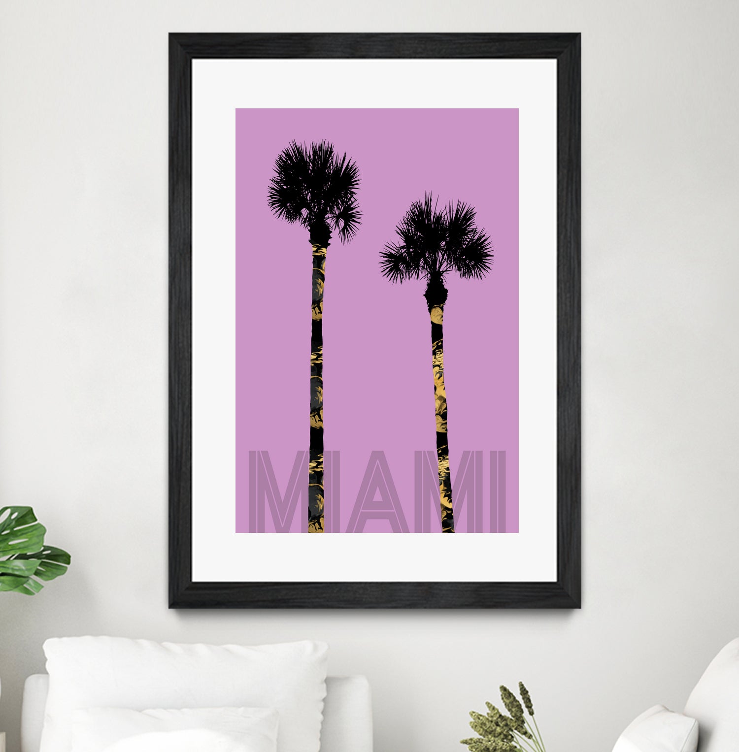 Graphic Art PALM TREES MIAMI | pink by Melanie Viola on GIANT ART - pink vector illustration