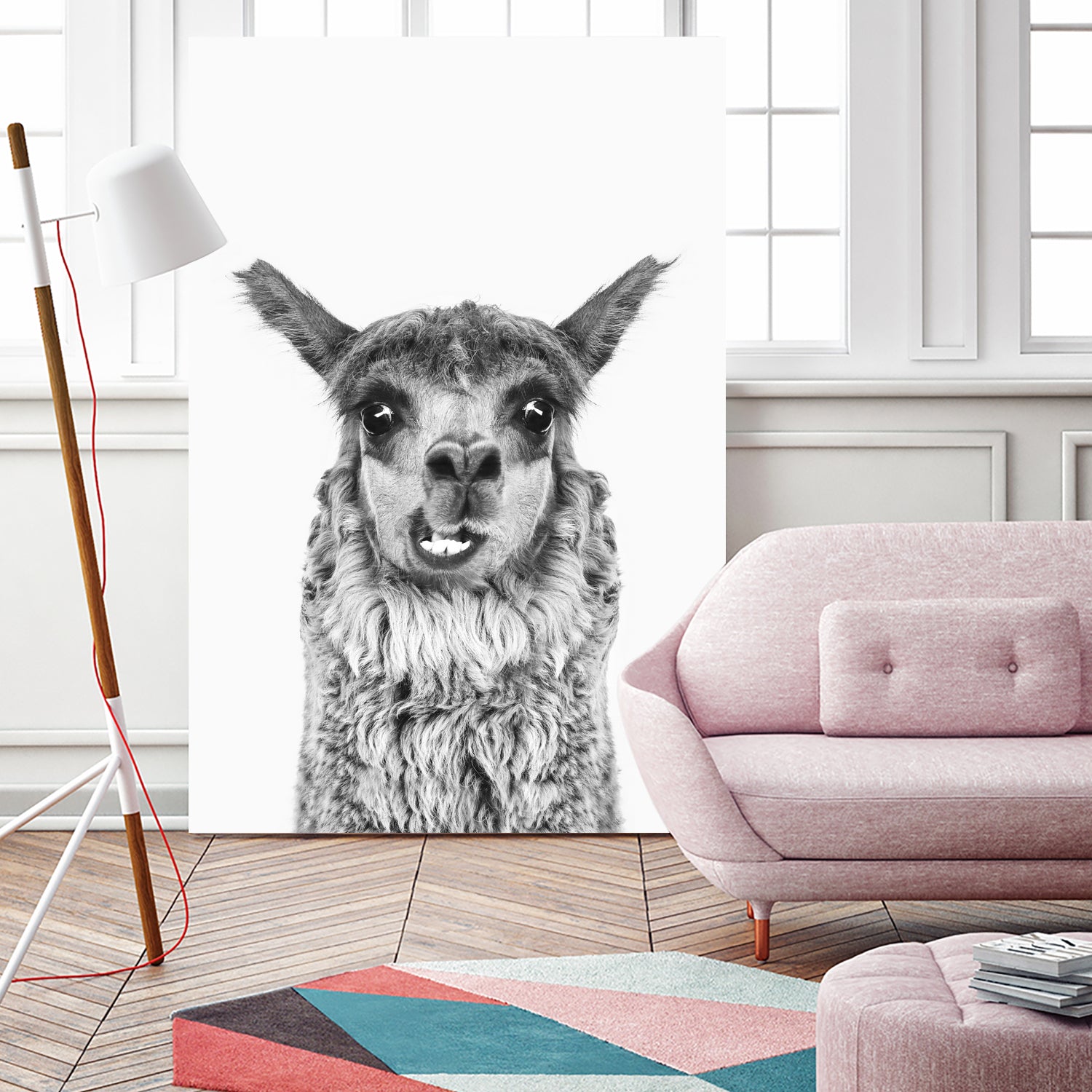 Happy Llama by Kathrin Pienaar on GIANT ART - gray photo manipulation