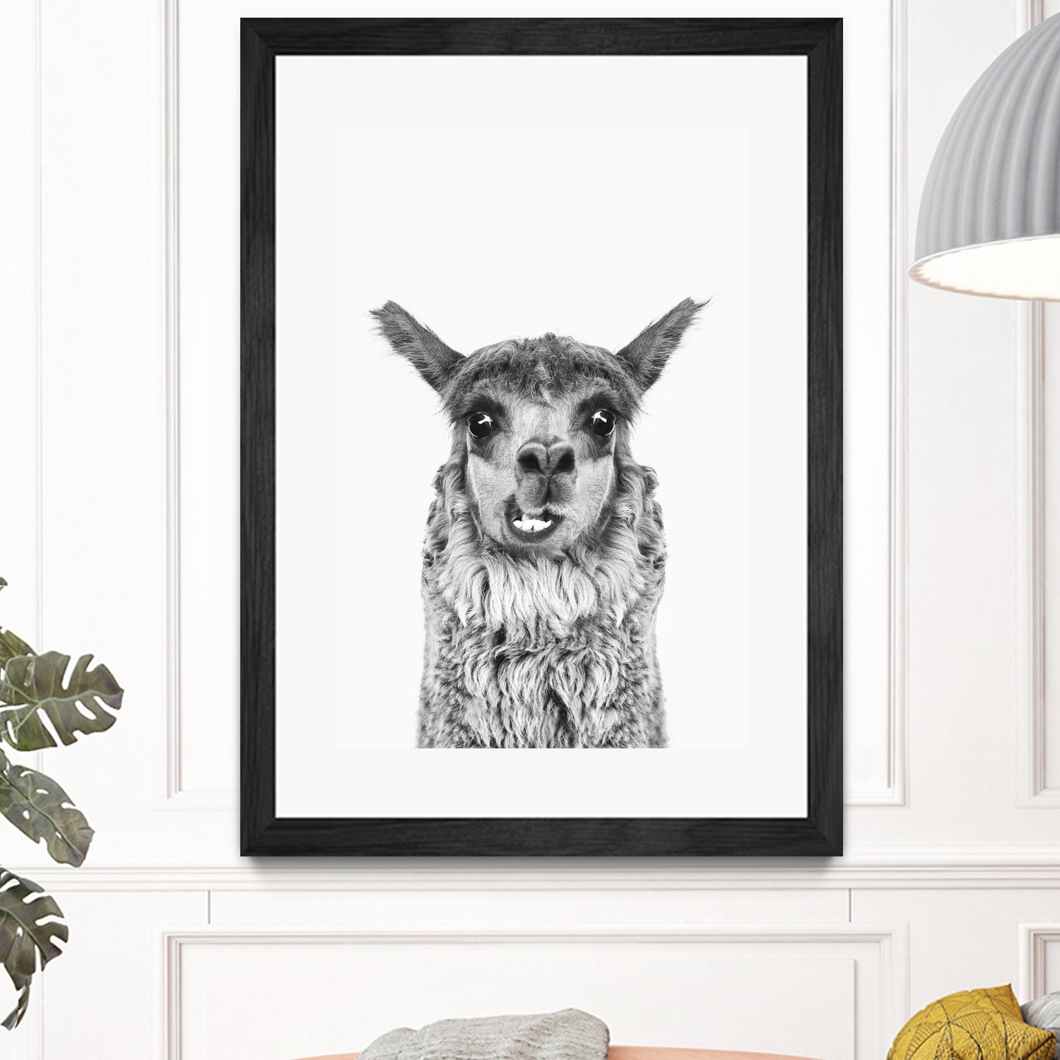 Happy Llama by Kathrin Pienaar on GIANT ART - gray photo manipulation