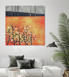 Blackthorn Blossom Landscape by Nic Squirrell on GIANT ART - orange digital painting