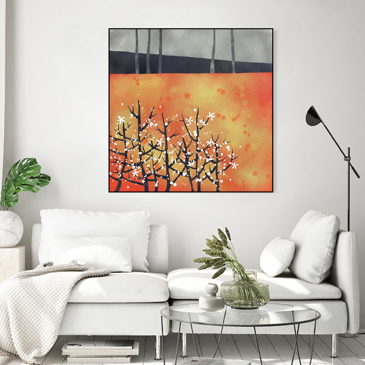 Blackthorn Blossom Landscape by Nic Squirrell on GIANT ART - orange digital painting