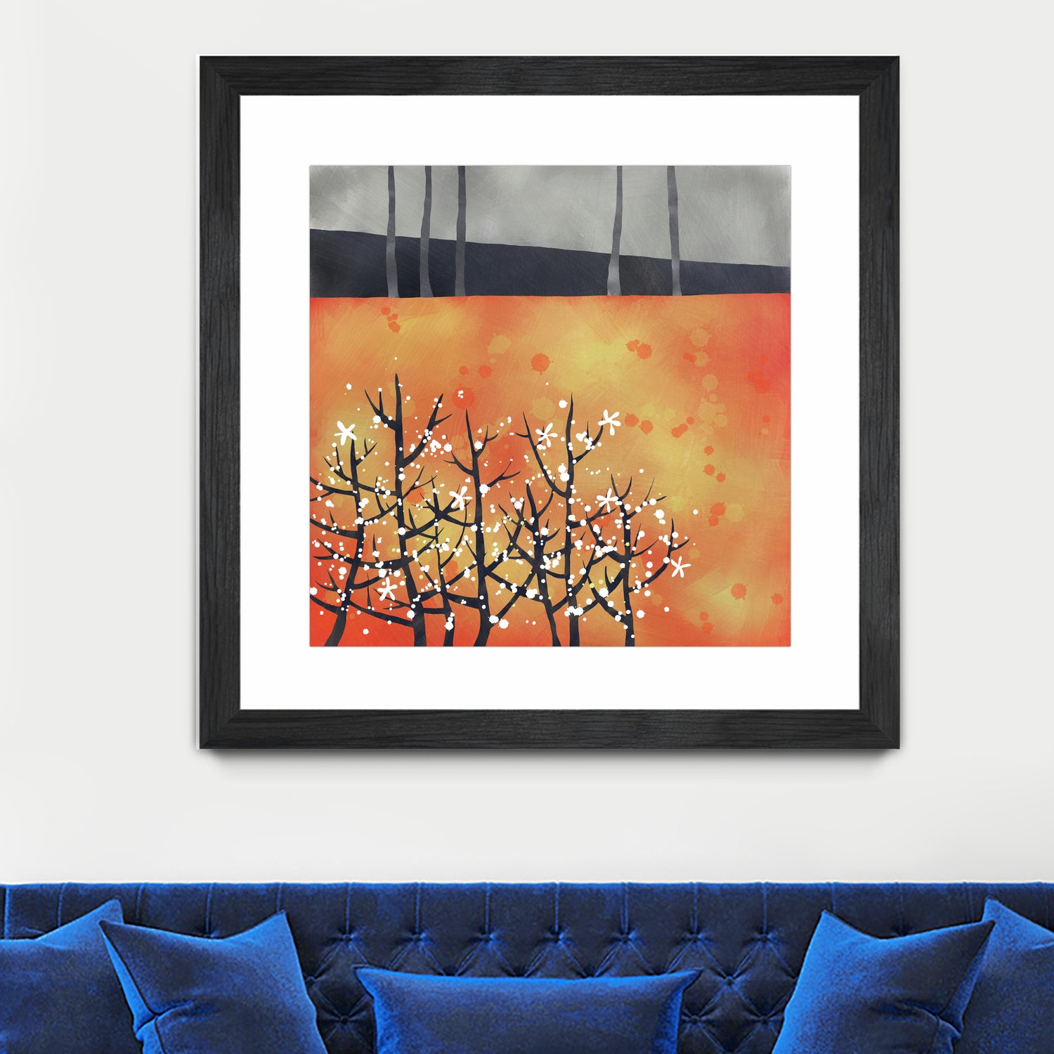 Blackthorn Blossom Landscape by Nic Squirrell on GIANT ART - orange digital painting