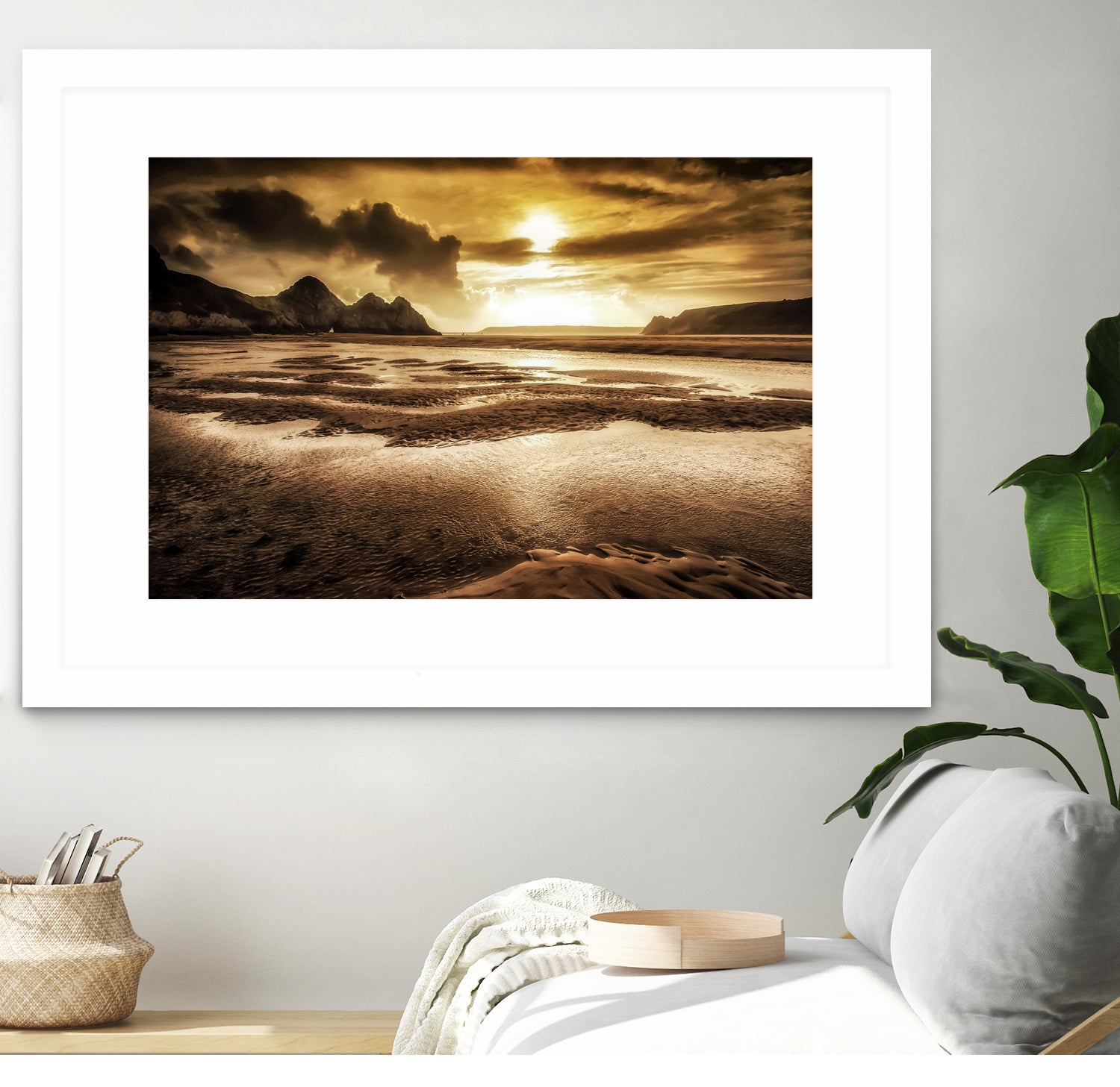 Three Cliffs Bay Gower by Leighton Collins on GIANT ART - pink photo illustration