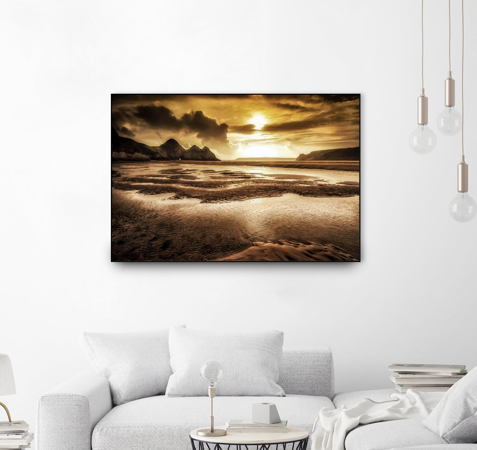 Three Cliffs Bay Gower by Leighton Collins on GIANT ART - pink photo illustration