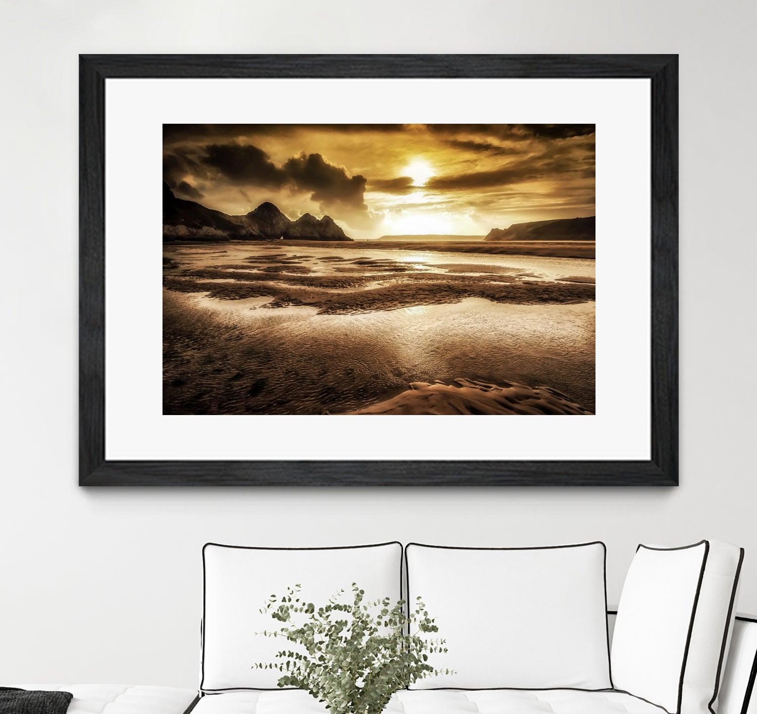 Three Cliffs Bay Gower by Leighton Collins on GIANT ART - pink photo illustration