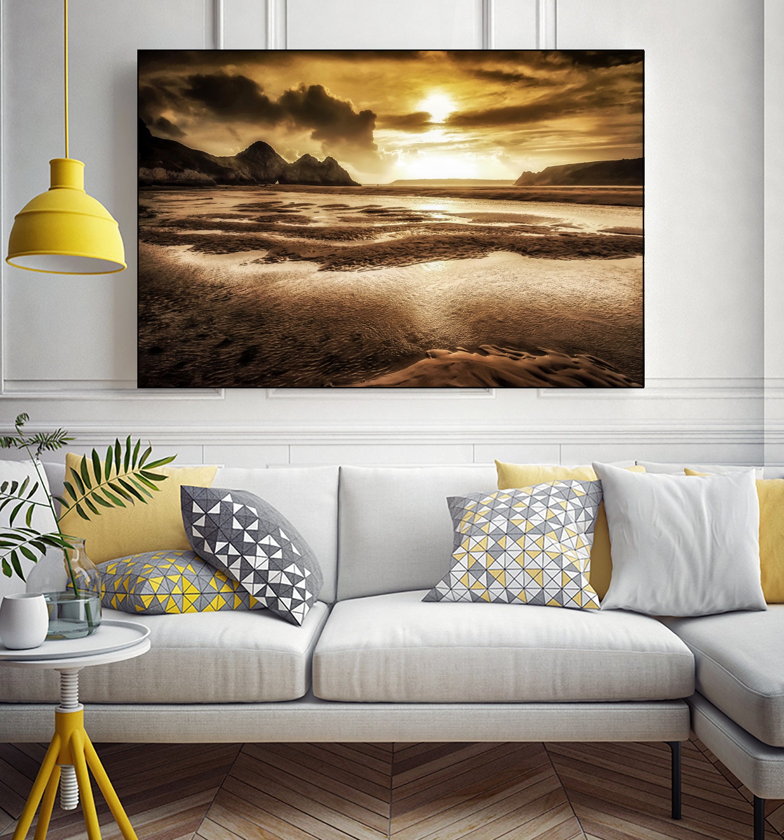 Three Cliffs Bay Gower by Leighton Collins on GIANT ART - pink photo illustration