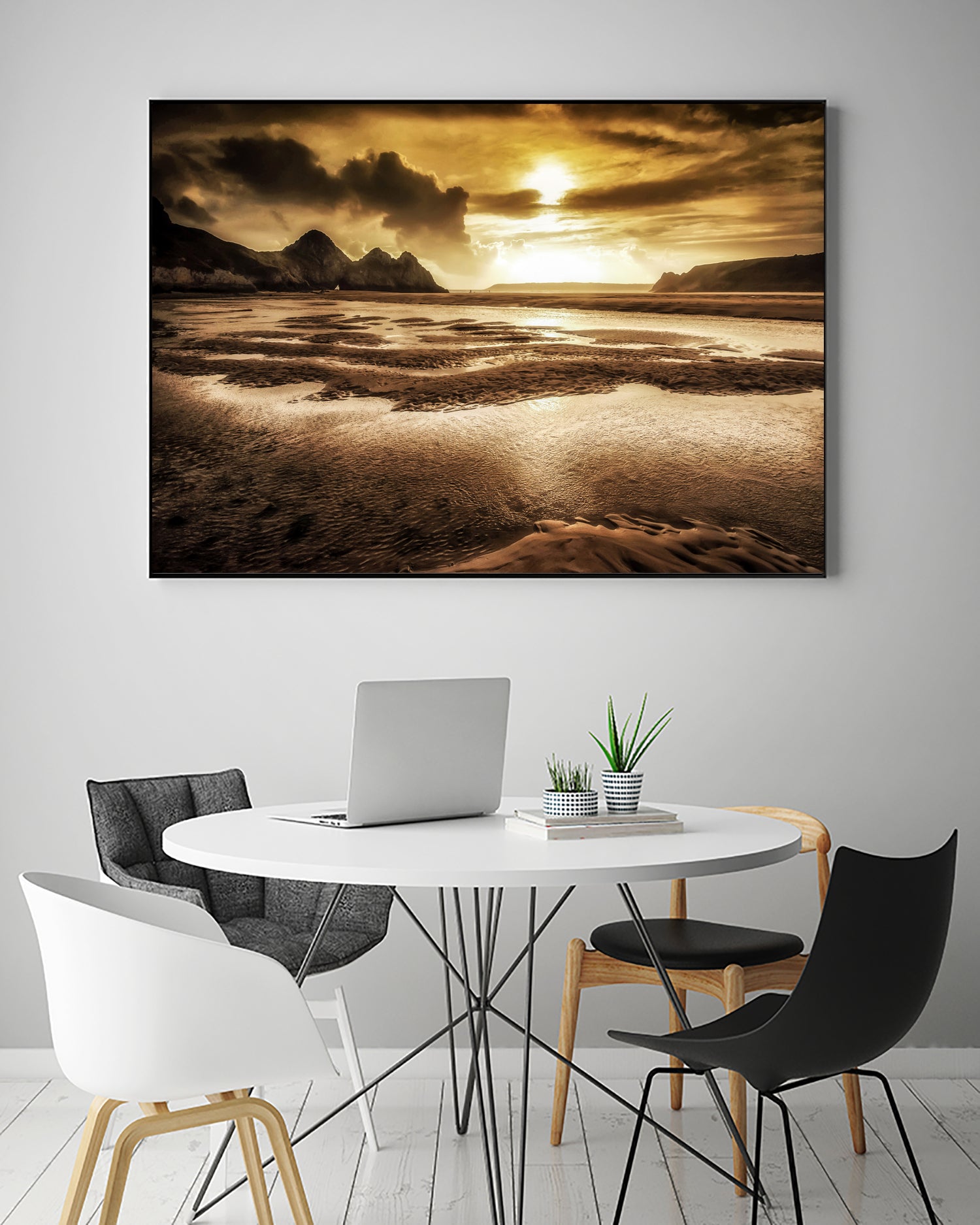 Three Cliffs Bay Gower by Leighton Collins on GIANT ART - pink photo illustration