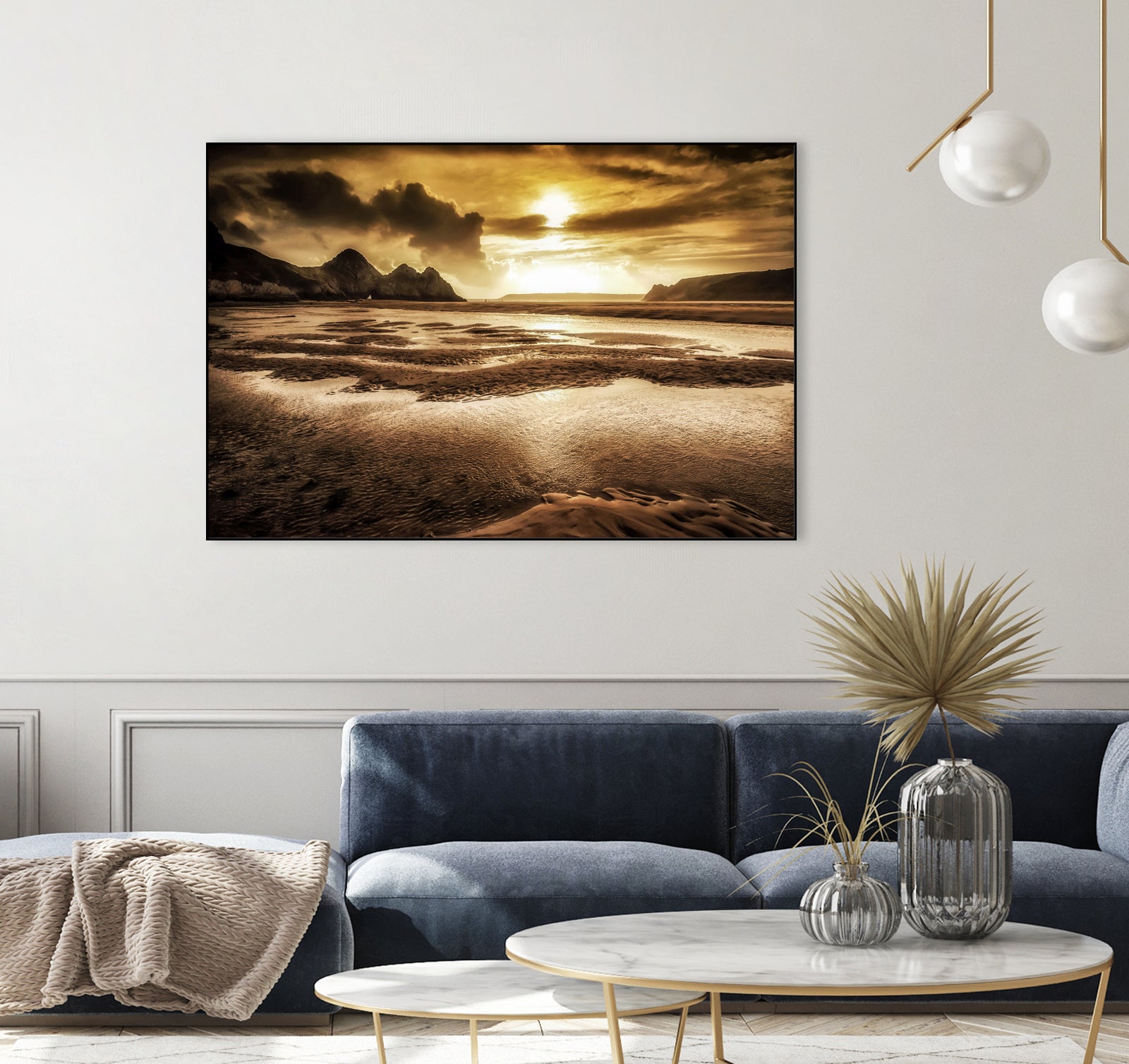 Three Cliffs Bay Gower by Leighton Collins on GIANT ART - pink photo illustration