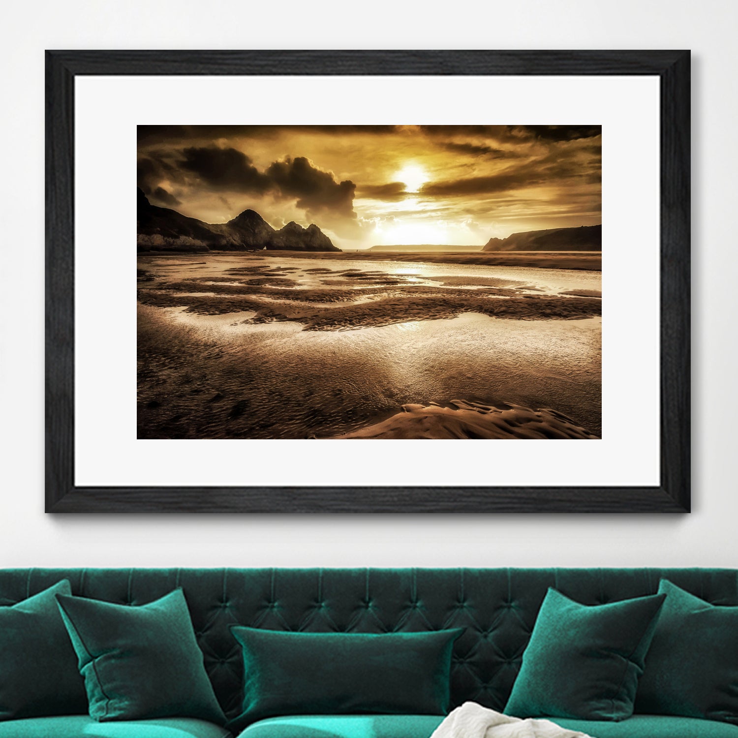 Three Cliffs Bay Gower by Leighton Collins on GIANT ART - pink photo illustration