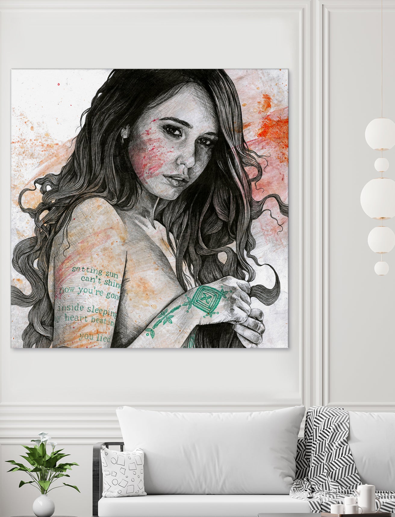 You Lied (nude girl with mandala tattoos) by Marco Paludet on GIANT ART - orange mixed media