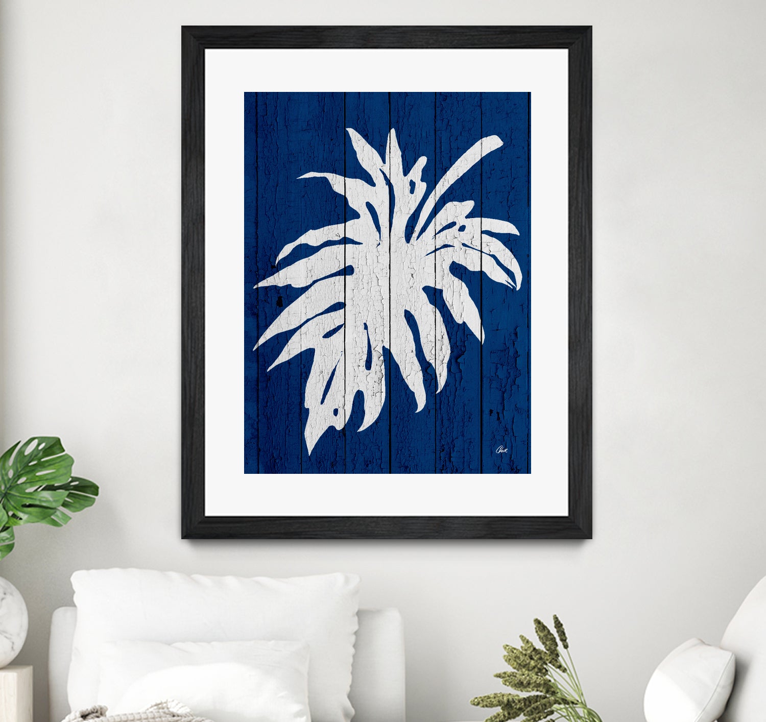 Blue Nature Dark Blue Palm5 by Catia Keck on GIANT ART - blue photo manipulation