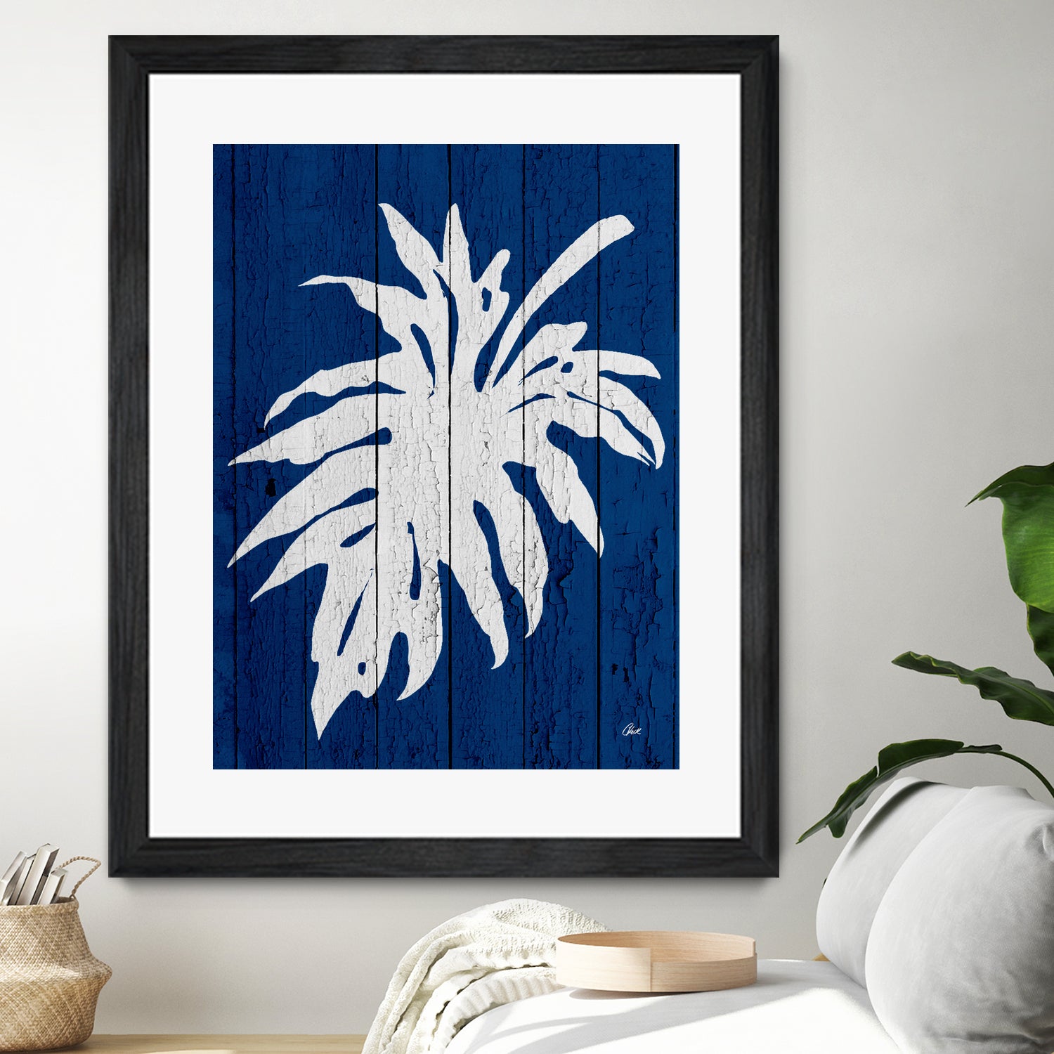 Blue Nature Dark Blue Palm5 by Catia Keck on GIANT ART - blue photo manipulation