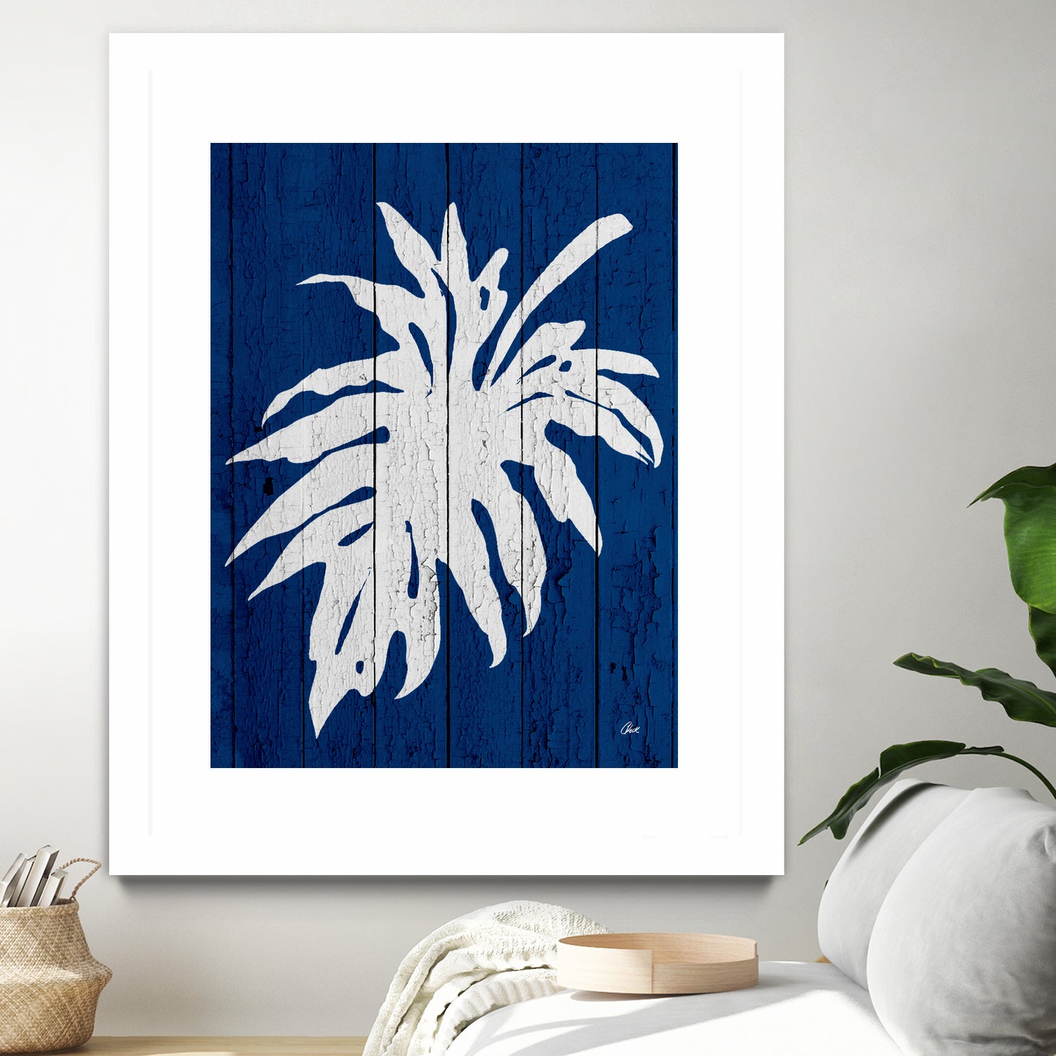 Blue Nature Dark Blue Palm5 by Catia Keck on GIANT ART - blue photo manipulation