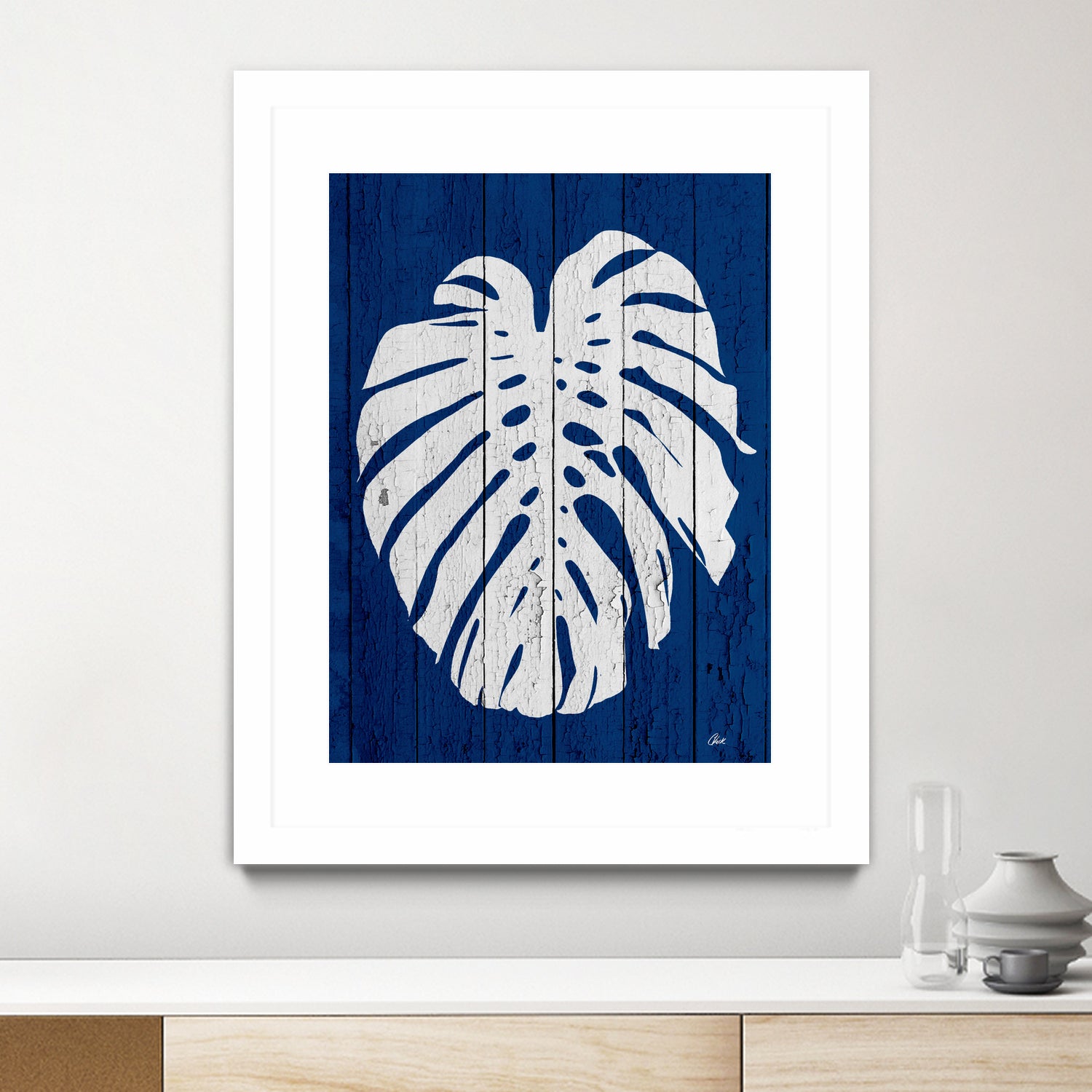 Blue Nature Dark Blue Palm2 by Catia Keck on GIANT ART - blue mixed media